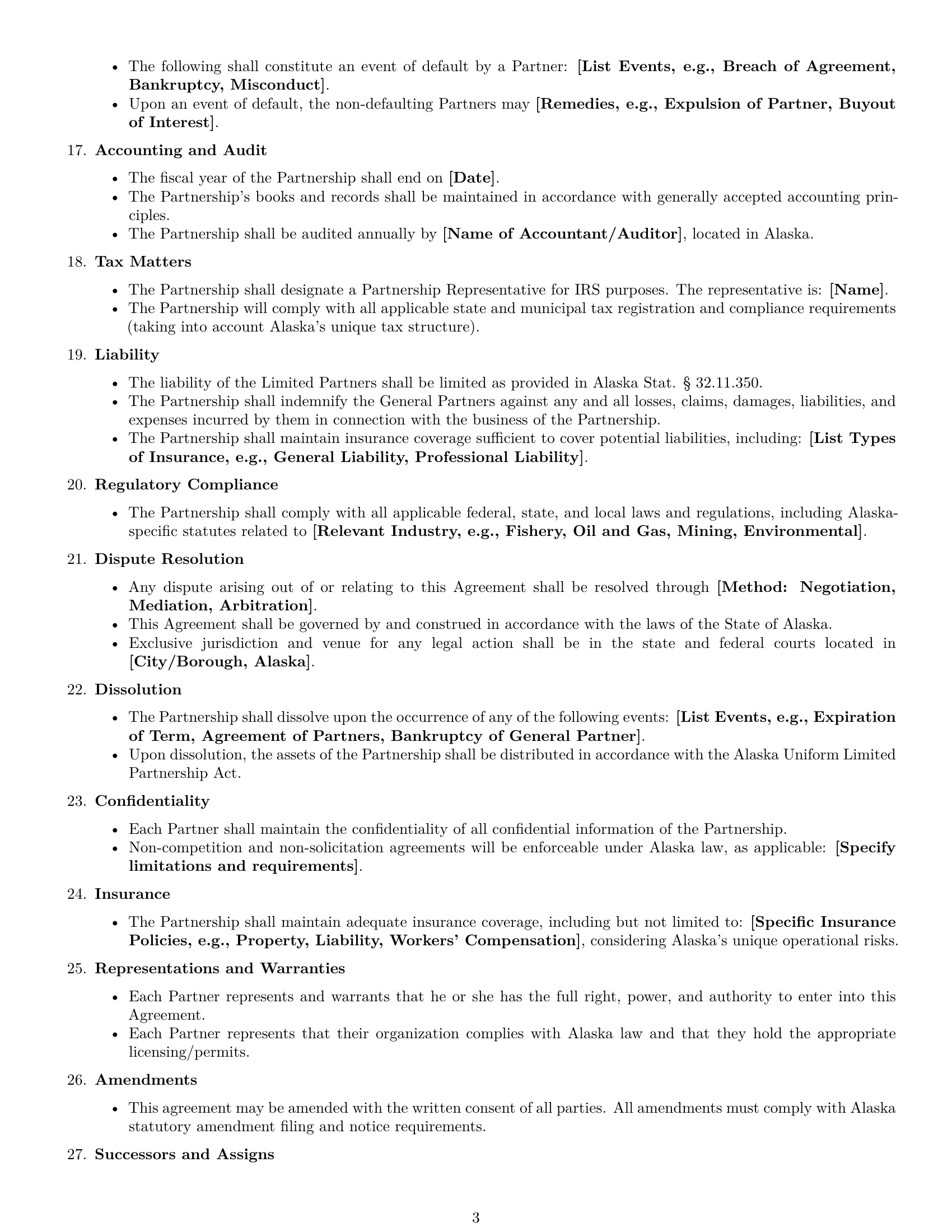 Preview page 3 of Free Alaska limited partnership agreement template