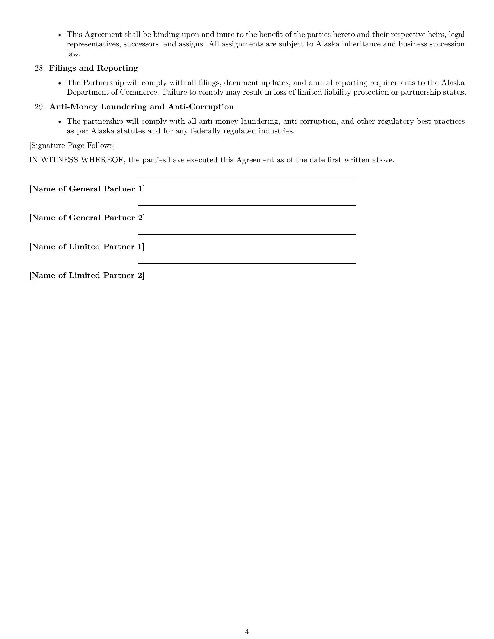 Preview page 4 of Free Alaska limited partnership agreement template