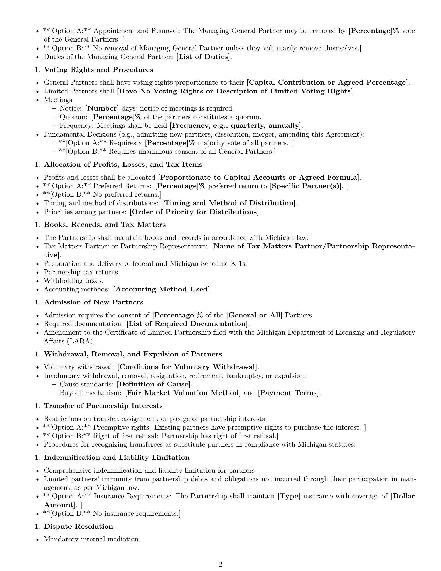 Preview page 2 of Free Michigan limited partnership agreement template