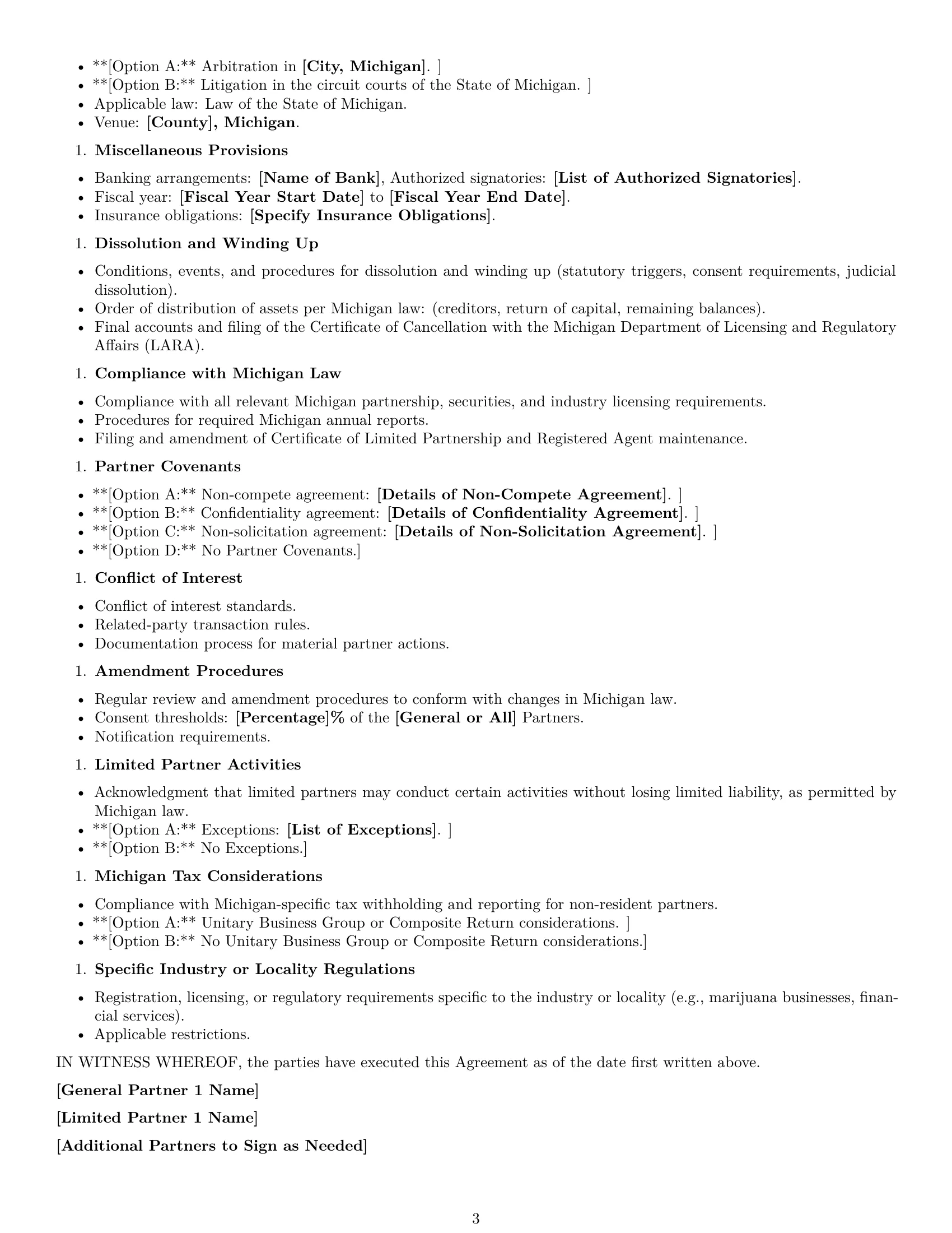 Preview page 3 of Free Michigan limited partnership agreement template