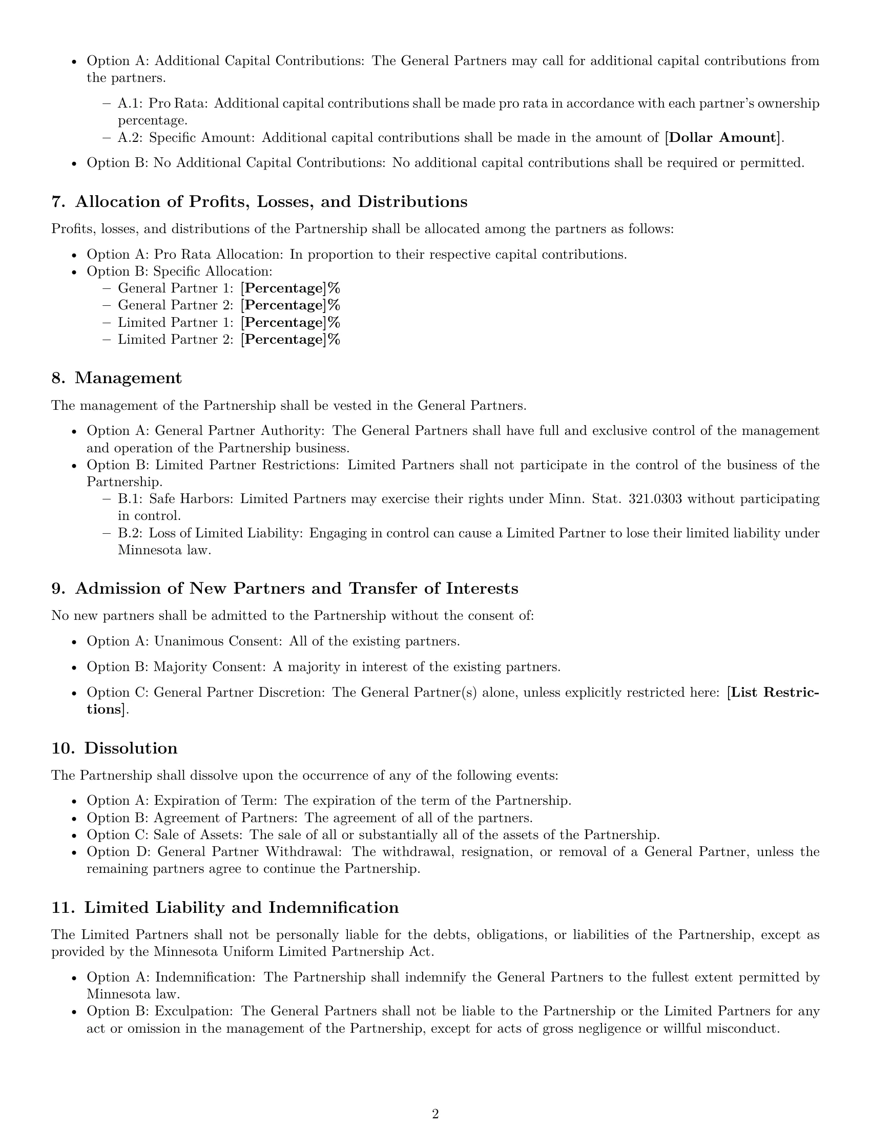 Preview page 2 of Free Minnesota limited partnership agreement template
