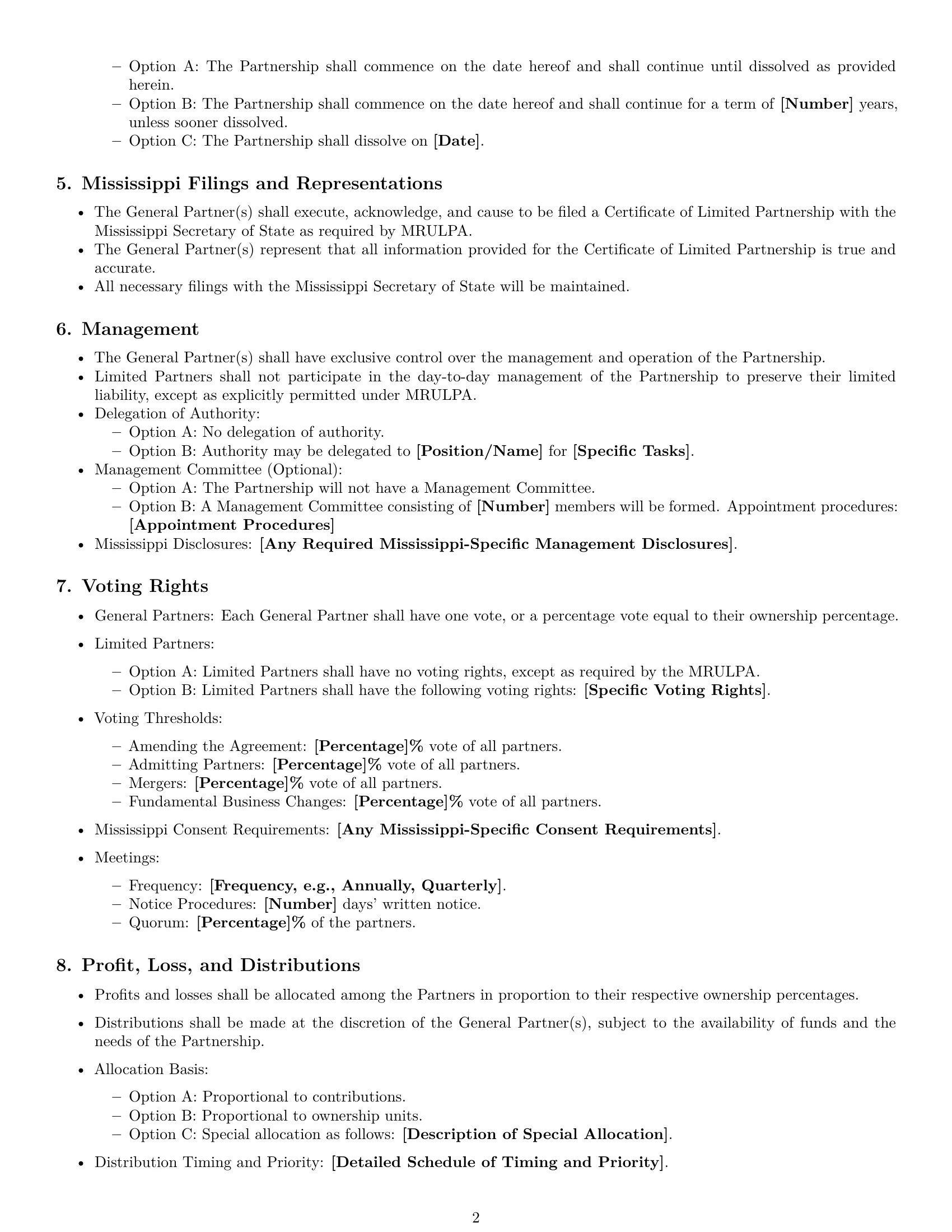 Preview page 2 of Free Mississippi limited partnership agreement template