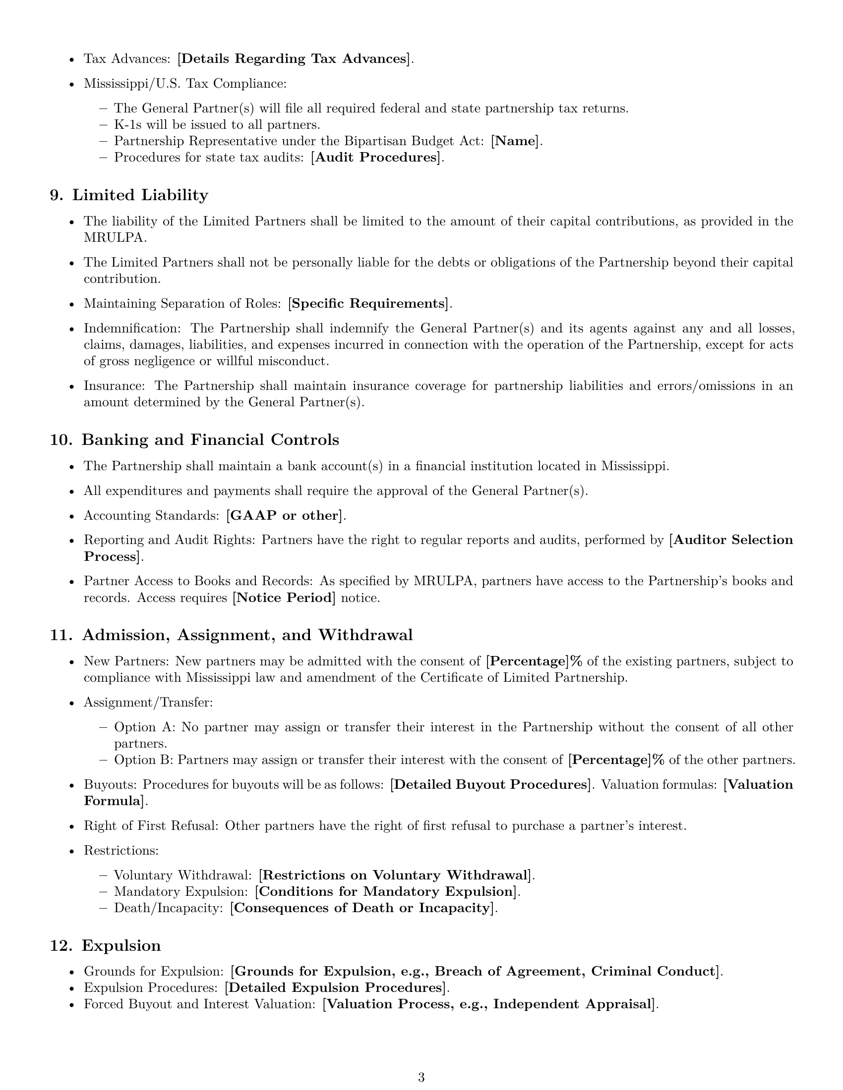 Preview page 3 of Free Mississippi limited partnership agreement template
