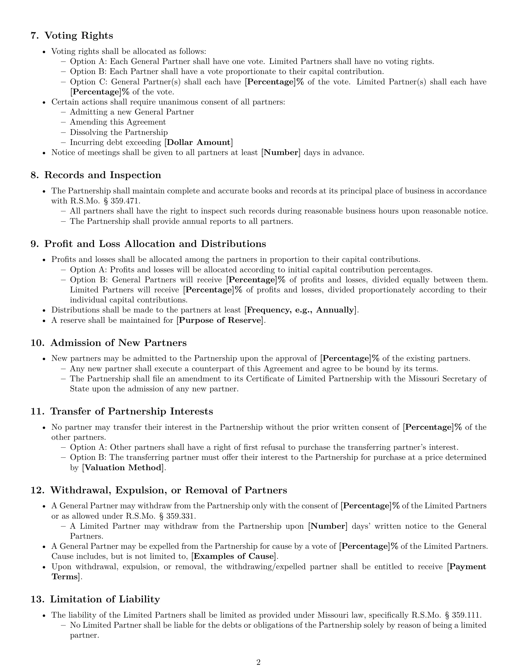 Preview page 2 of Free Missouri limited partnership agreement template