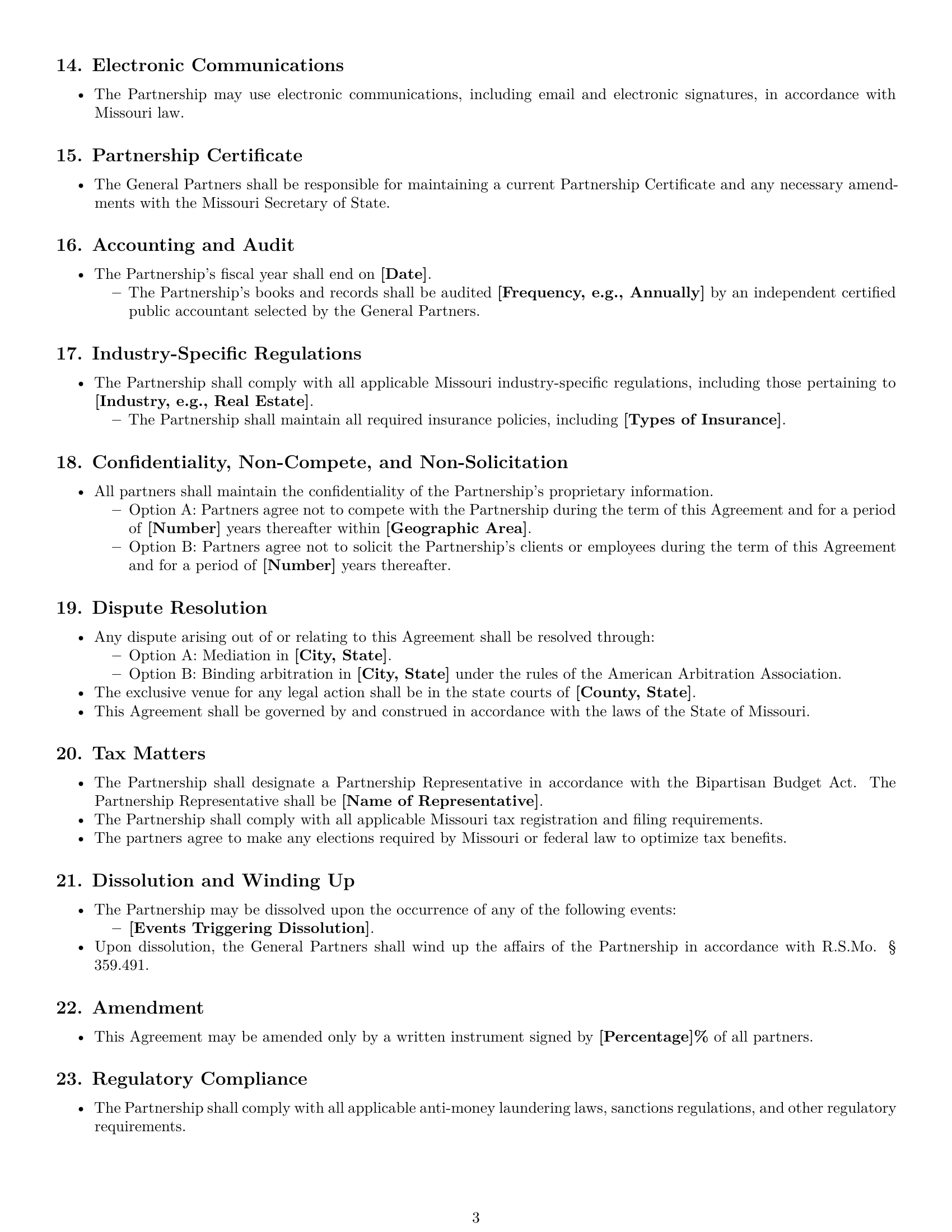 Preview page 3 of Free Missouri limited partnership agreement template