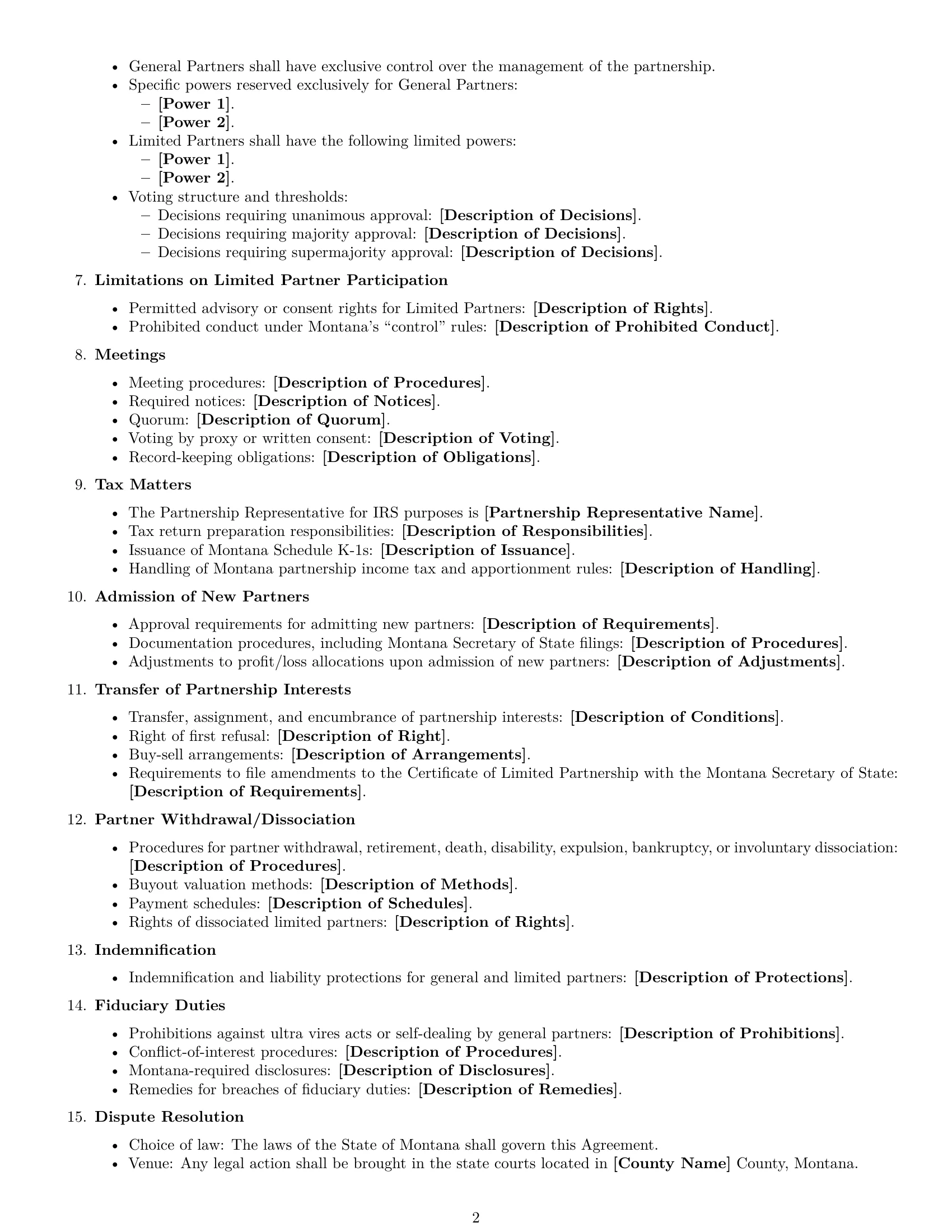 Preview page 2 of Free Montana limited partnership agreement template