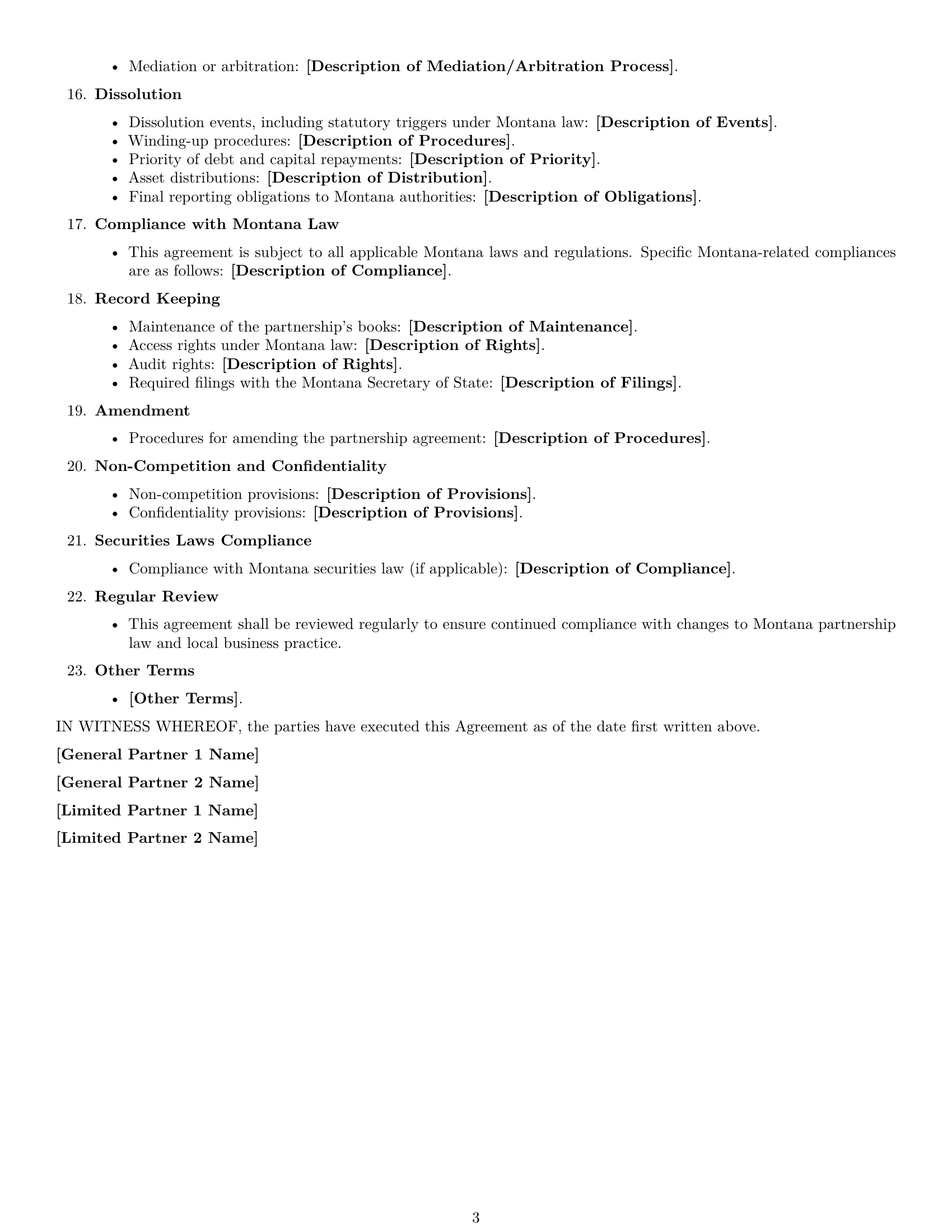 Preview page 3 of Free Montana limited partnership agreement template