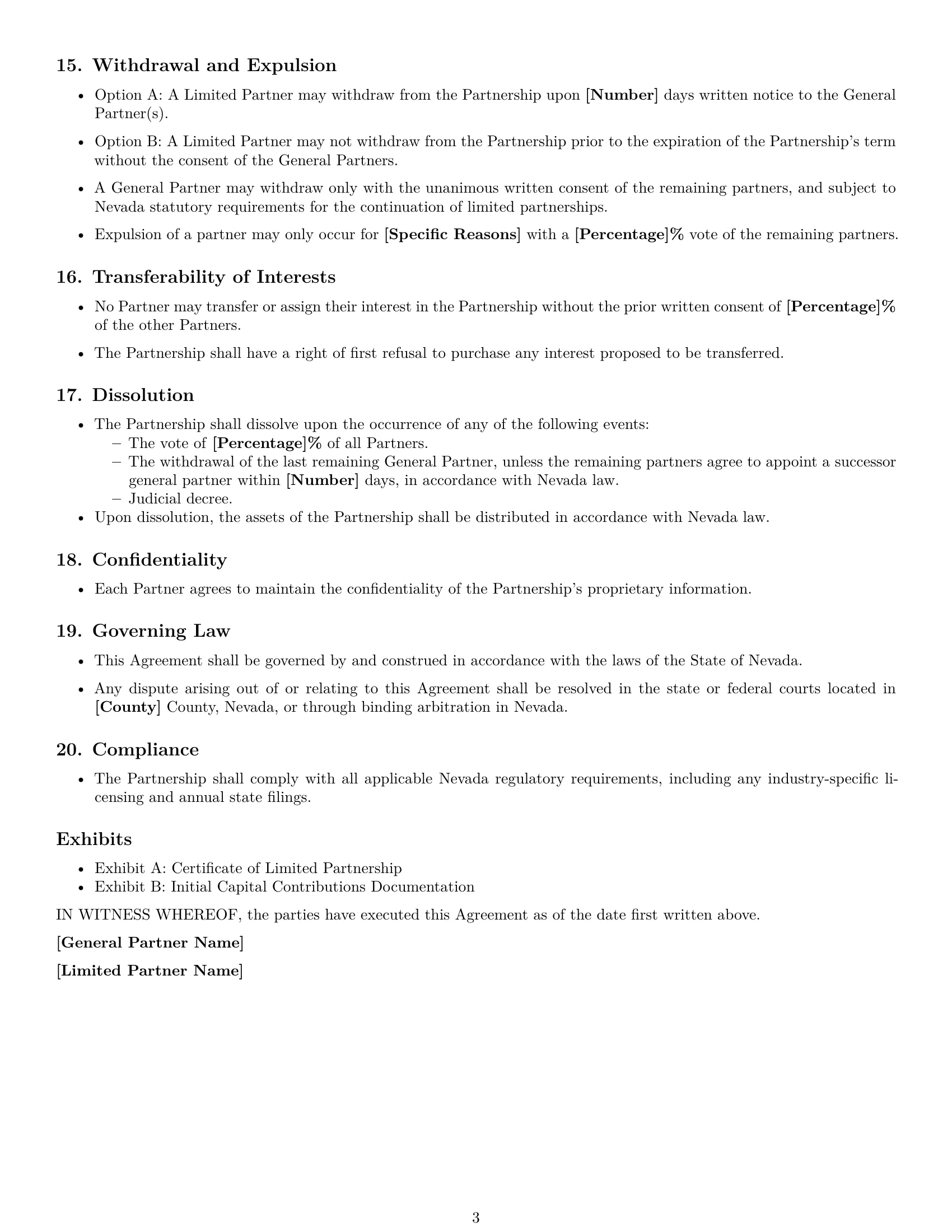 Preview page 3 of Free Nevada limited partnership agreement template