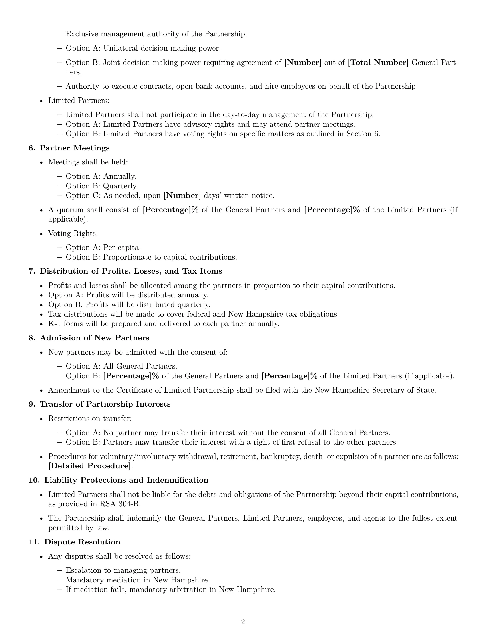 Preview page 2 of Free New Hampshire limited partnership agreement template