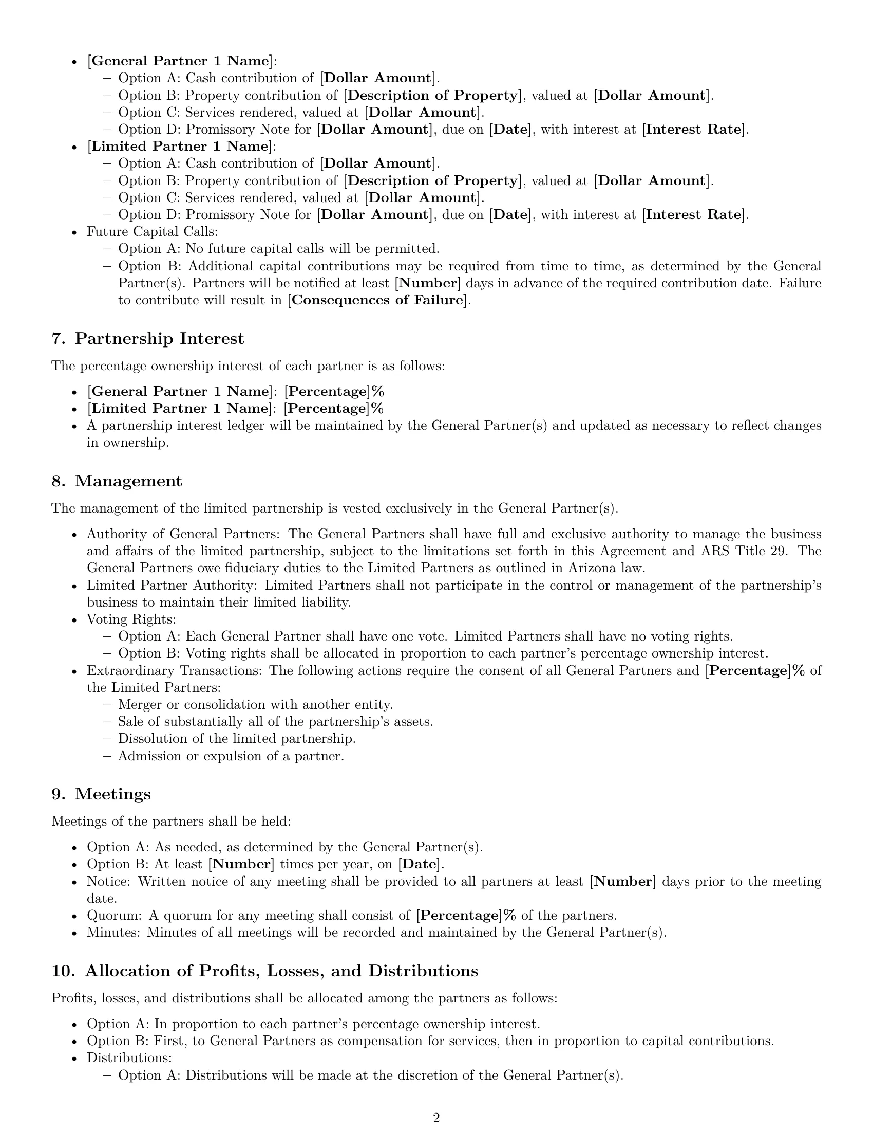 Preview page 2 of Free Arizona limited partnership agreement template