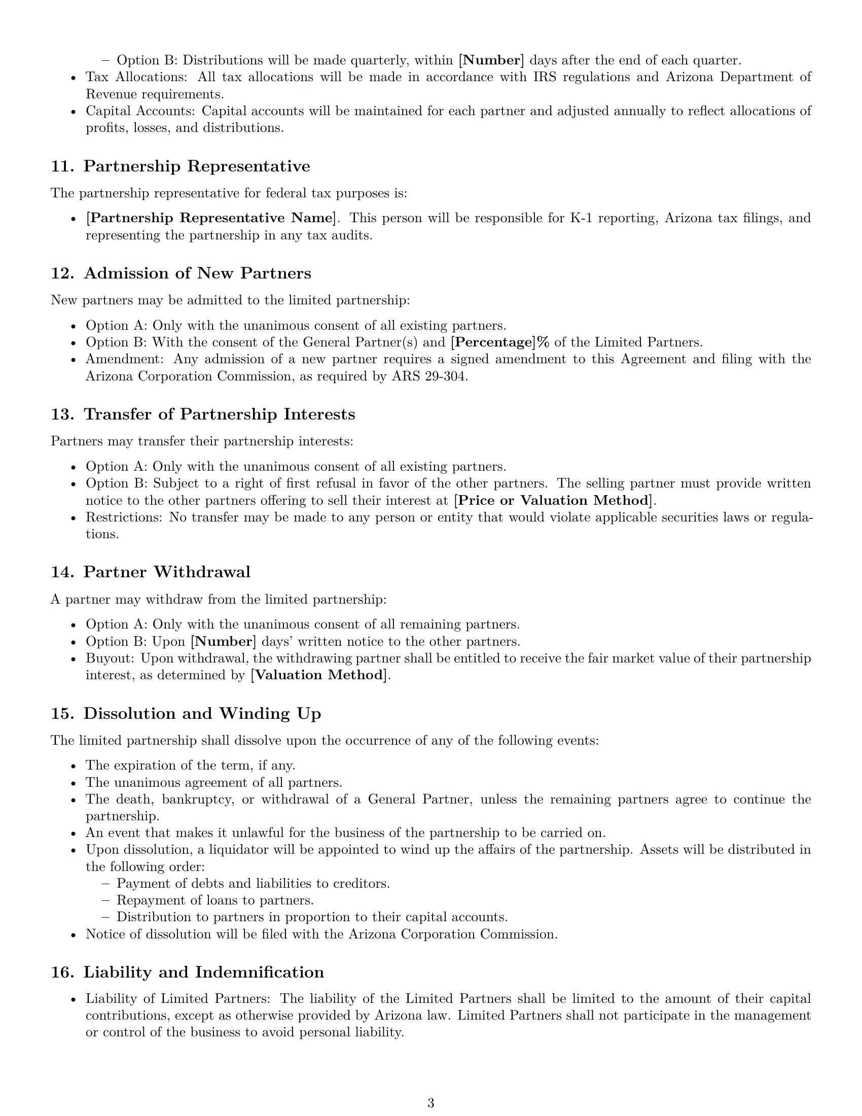 Preview page 3 of Free Arizona limited partnership agreement template
