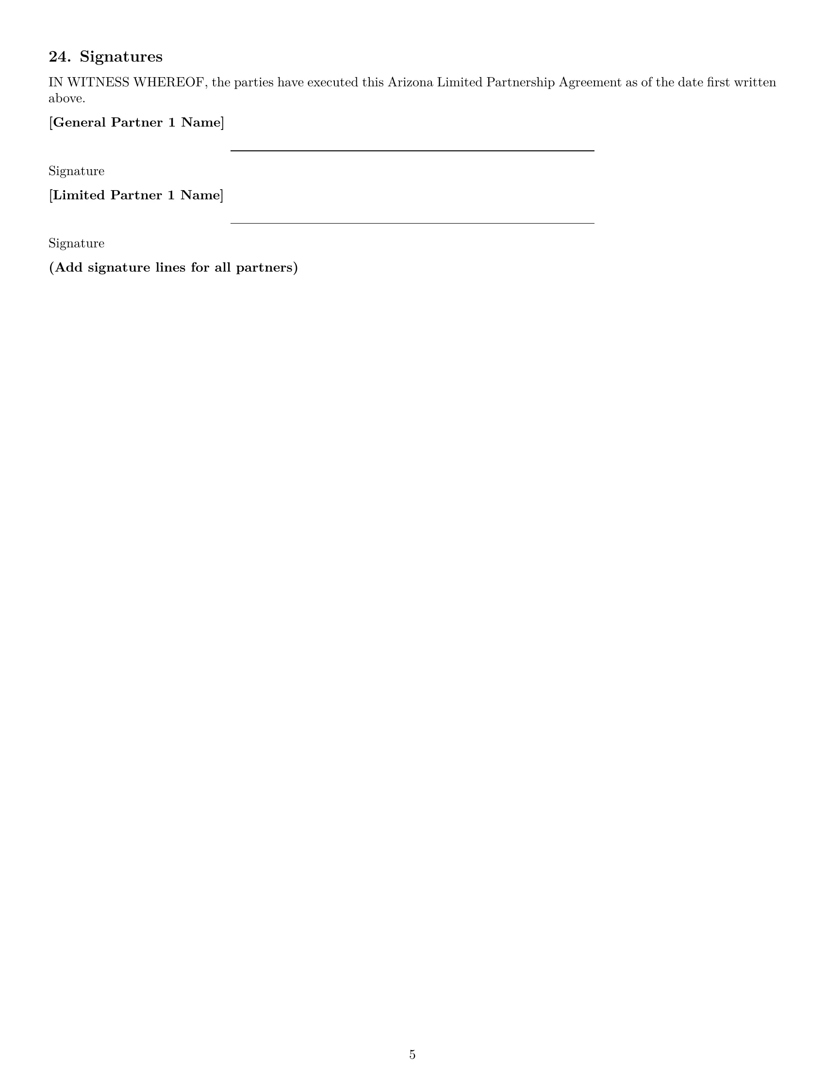 Preview page 5 of Free Arizona limited partnership agreement template