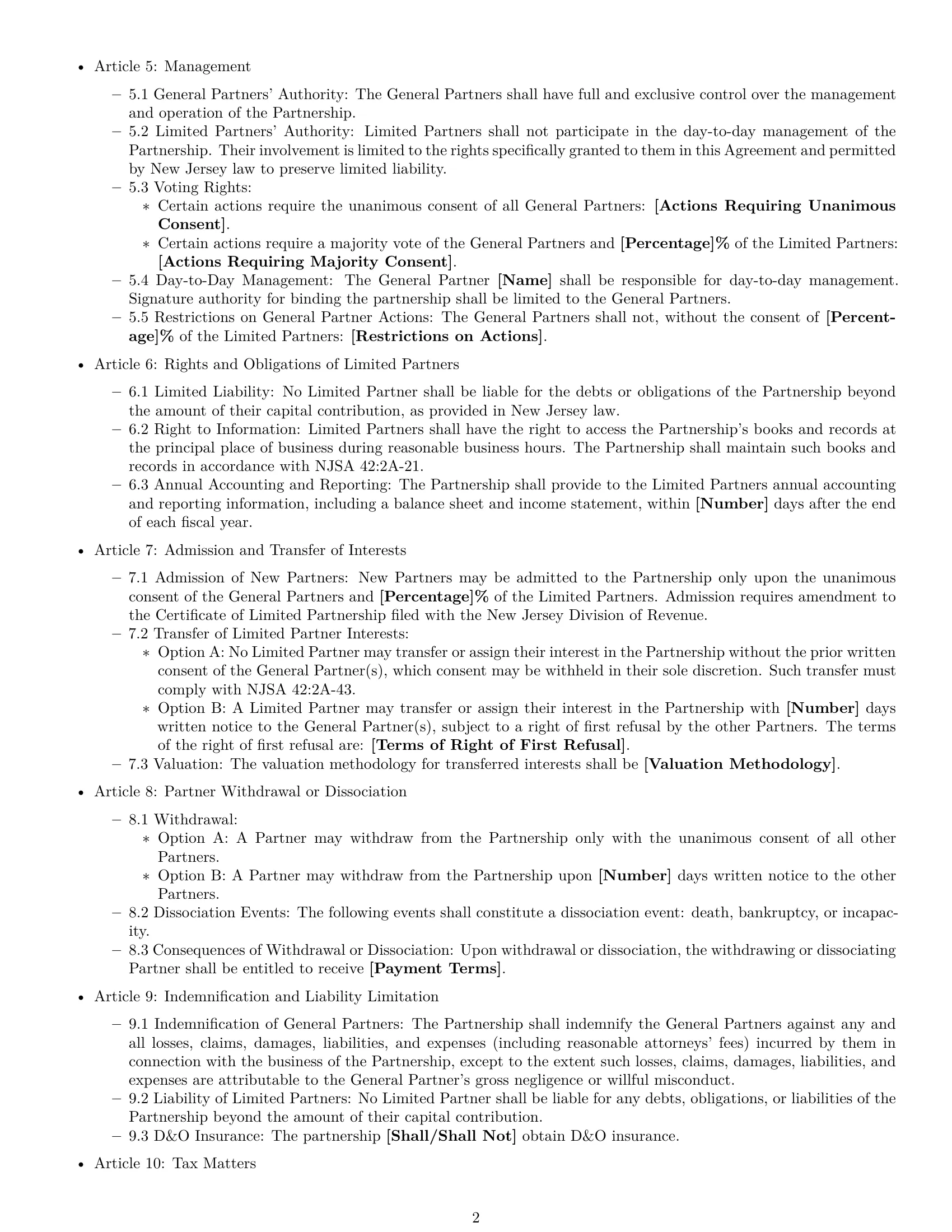 Preview page 2 of Free New Jersey limited partnership agreement template