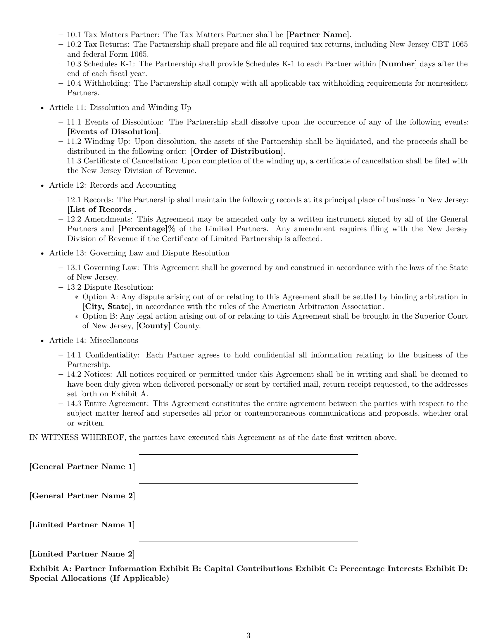 Preview page 3 of Free New Jersey limited partnership agreement template