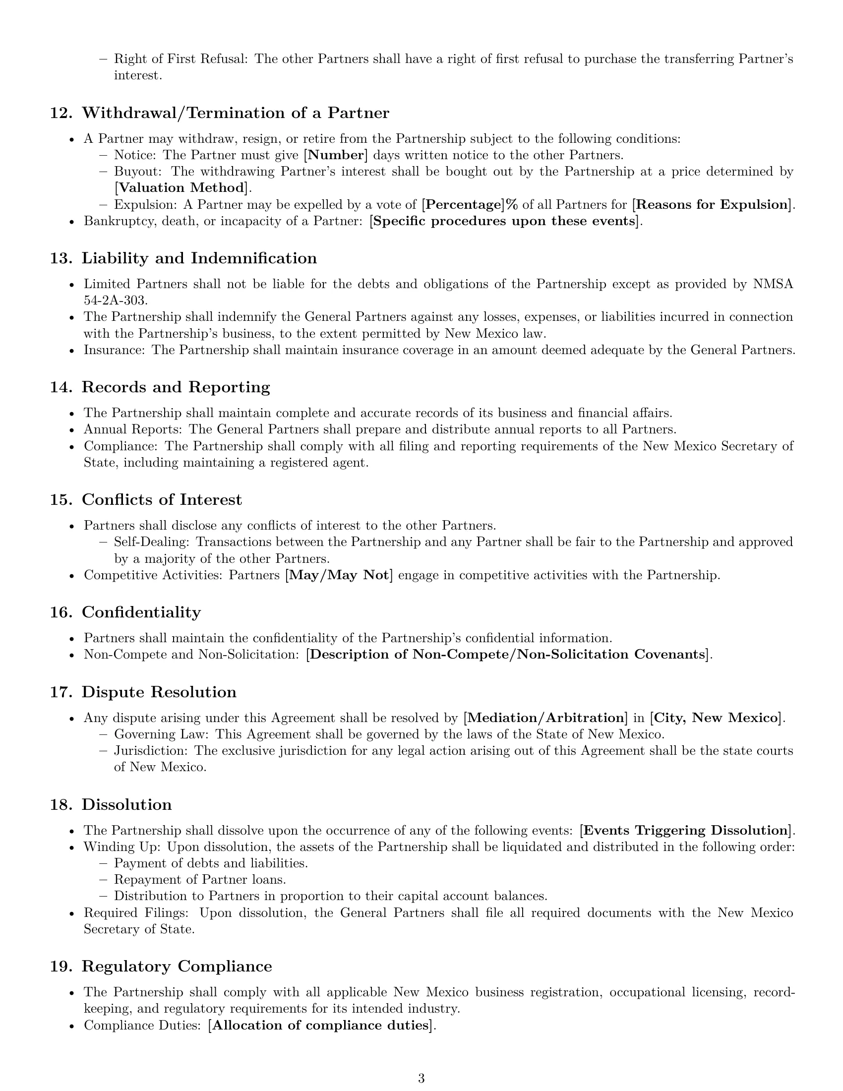 Preview page 3 of Free New Mexico limited partnership agreement template