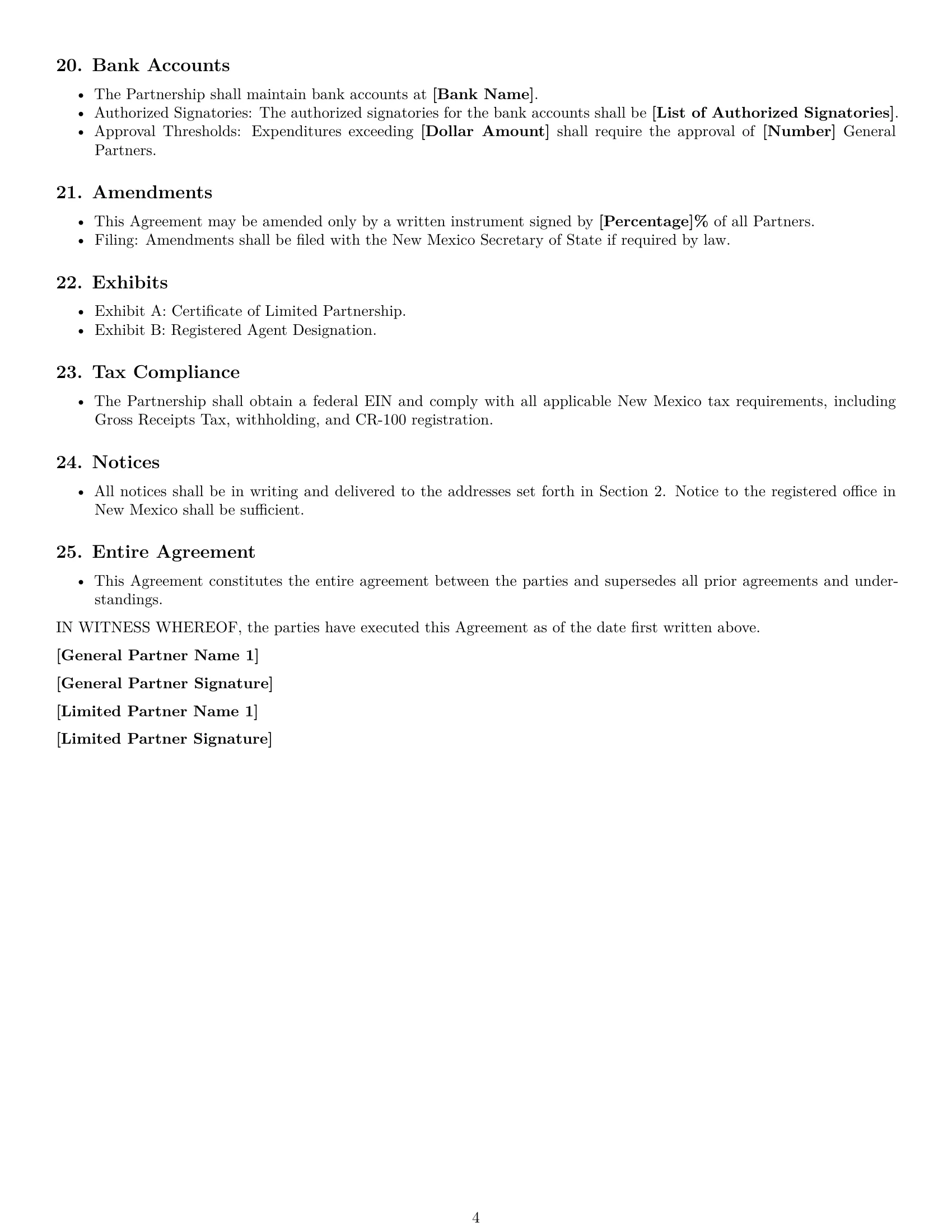 Preview page 4 of Free New Mexico limited partnership agreement template