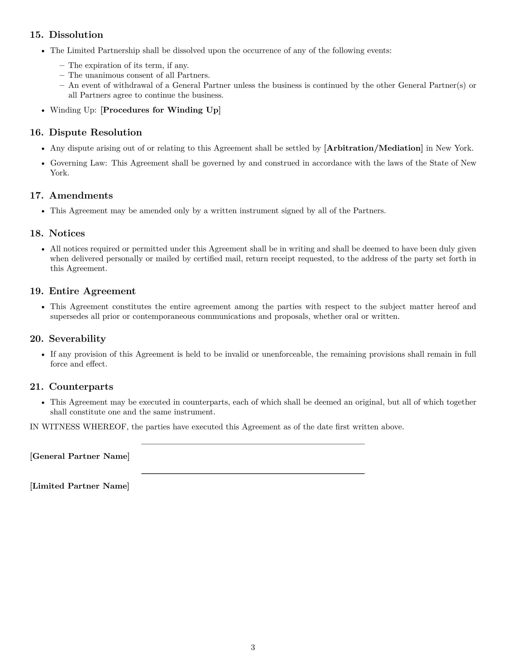 Preview page 3 of Free New York limited partnership agreement template