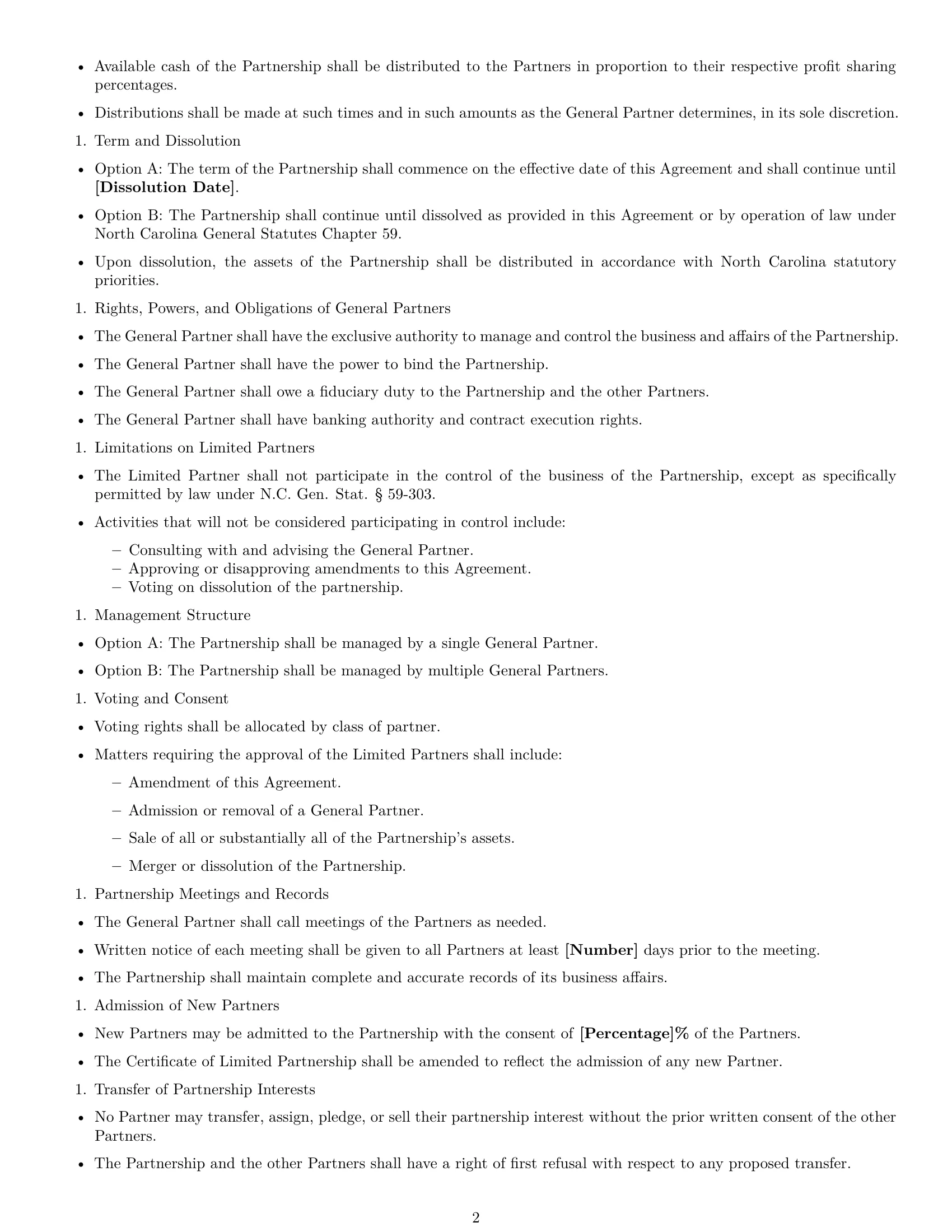 Preview page 2 of Free North Carolina limited partnership agreement template