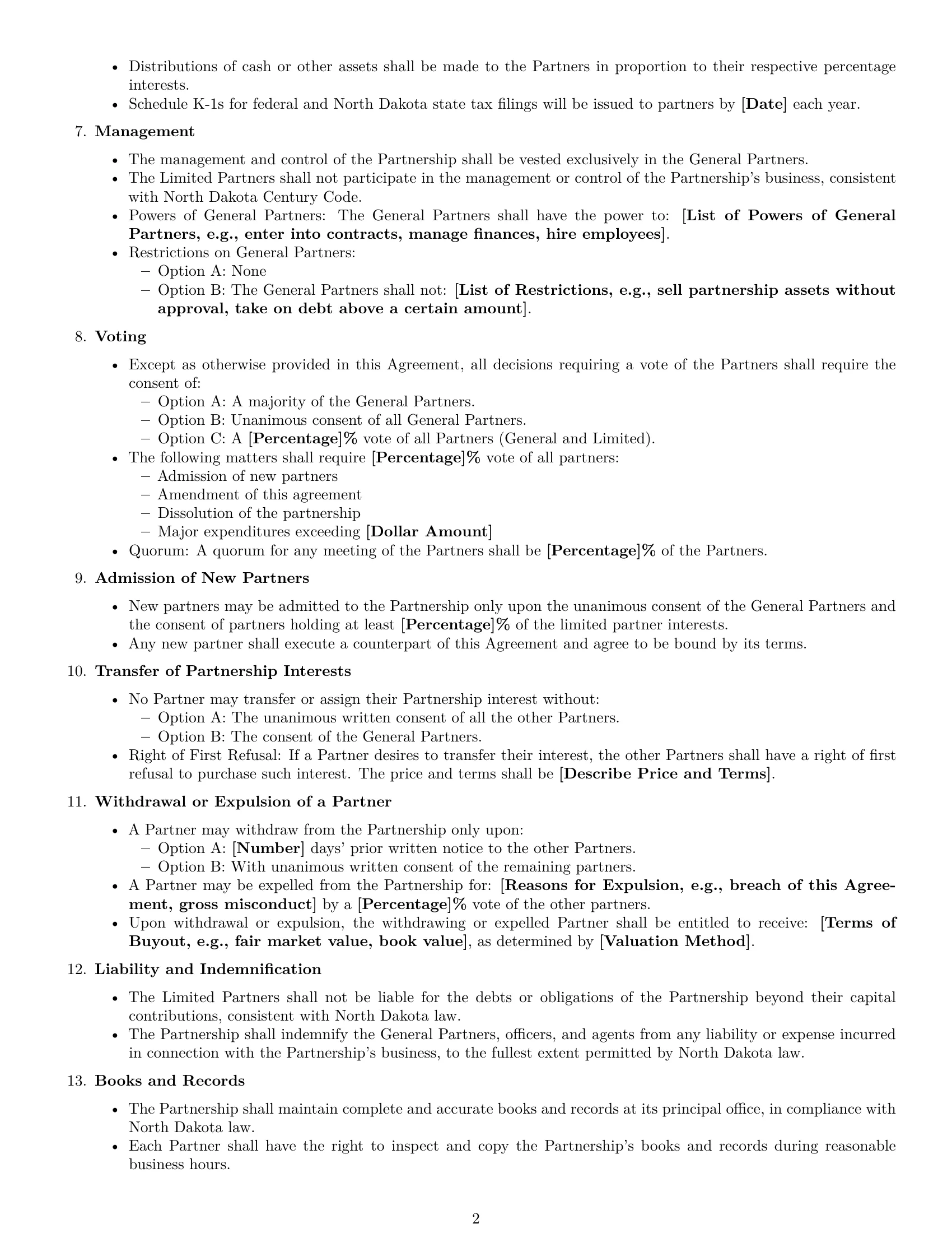 Preview page 2 of Free North Dakota limited partnership agreement template