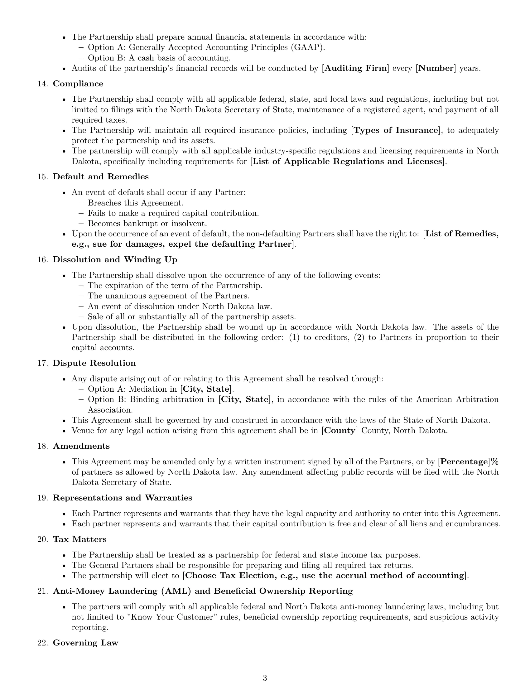 Preview page 3 of Free North Dakota limited partnership agreement template