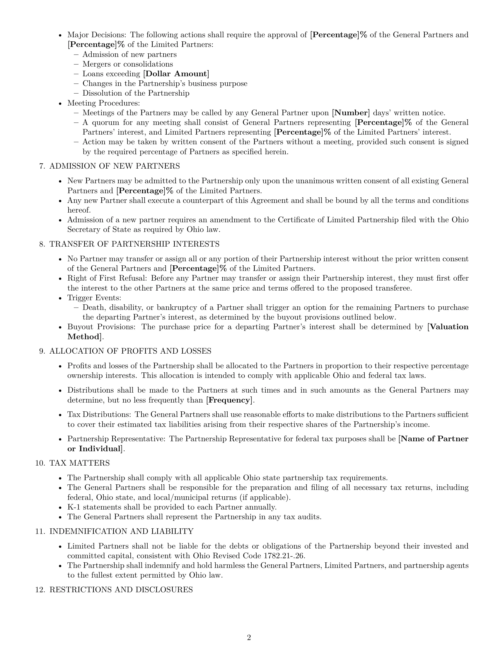 Preview page 2 of Free Ohio limited partnership agreement template