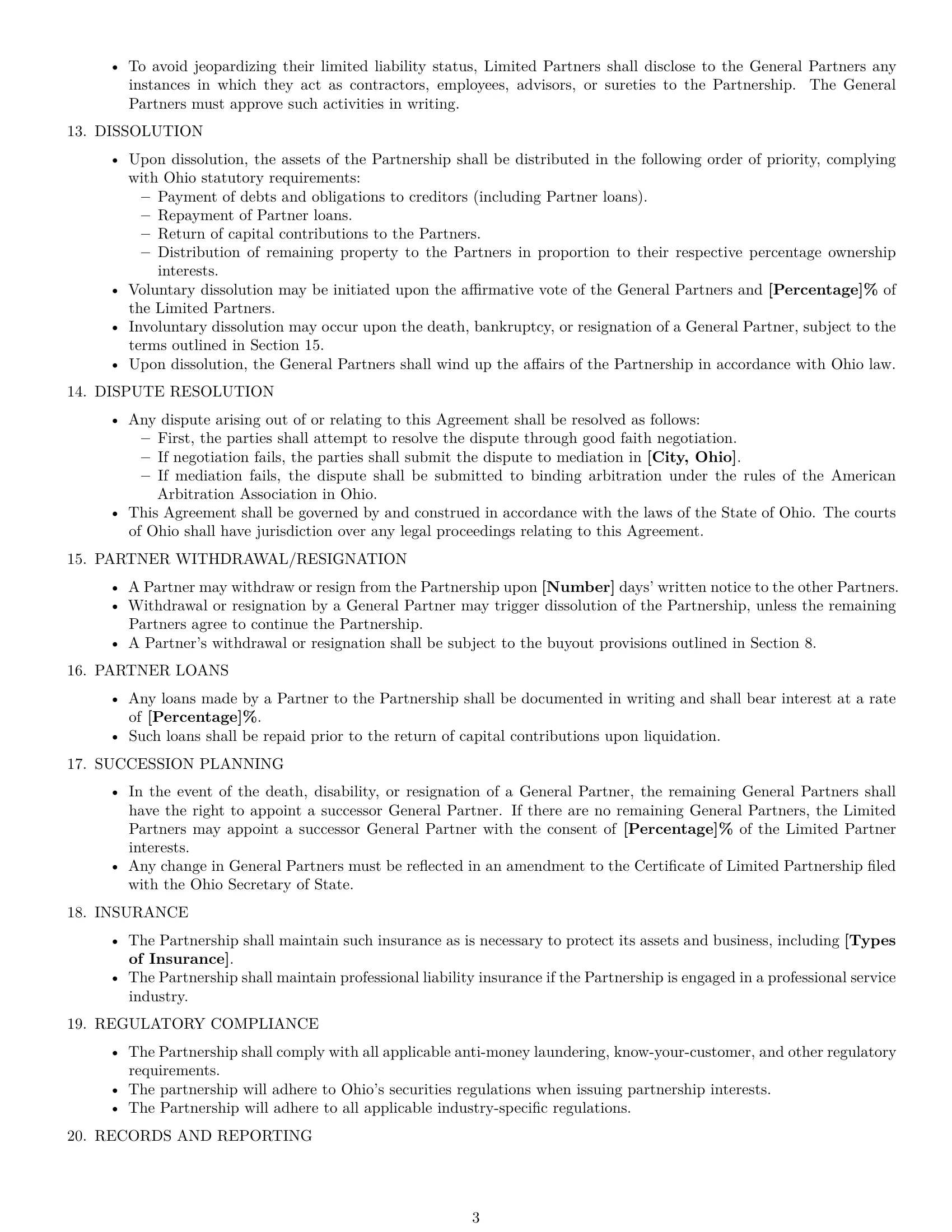 Preview page 3 of Free Ohio limited partnership agreement template