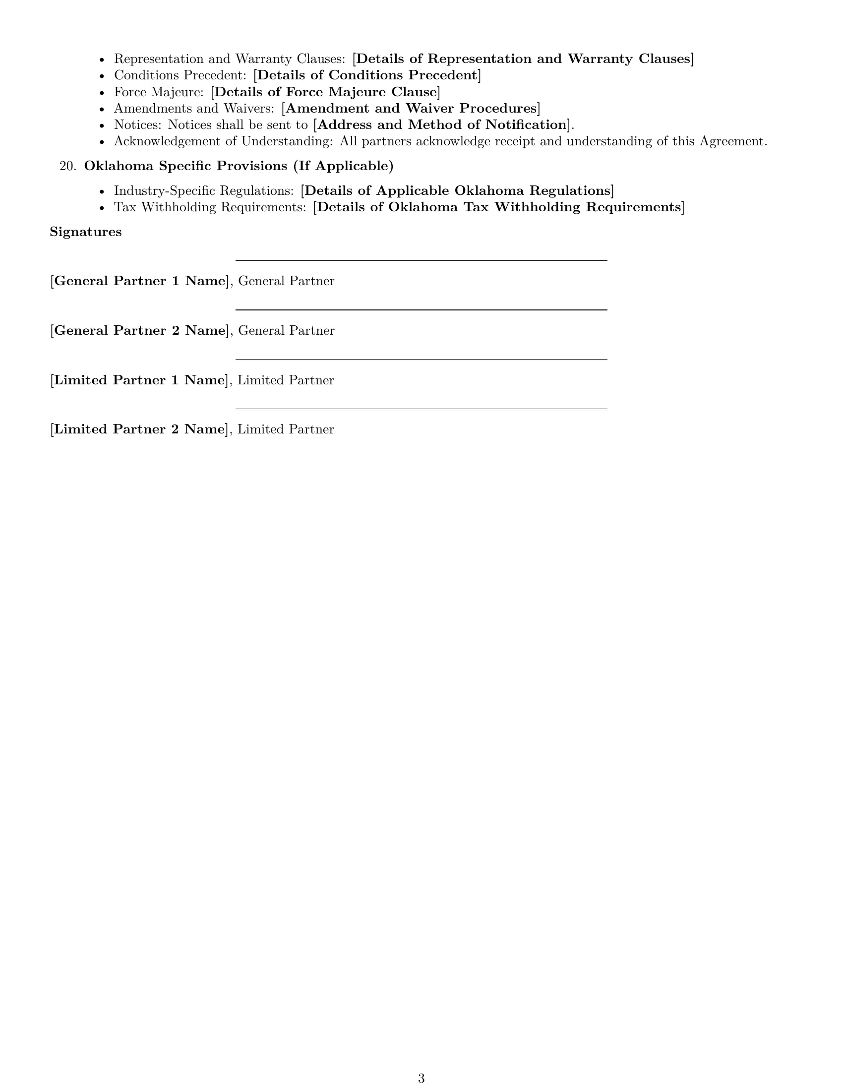 Preview page 3 of Free Oklahoma limited partnership agreement template