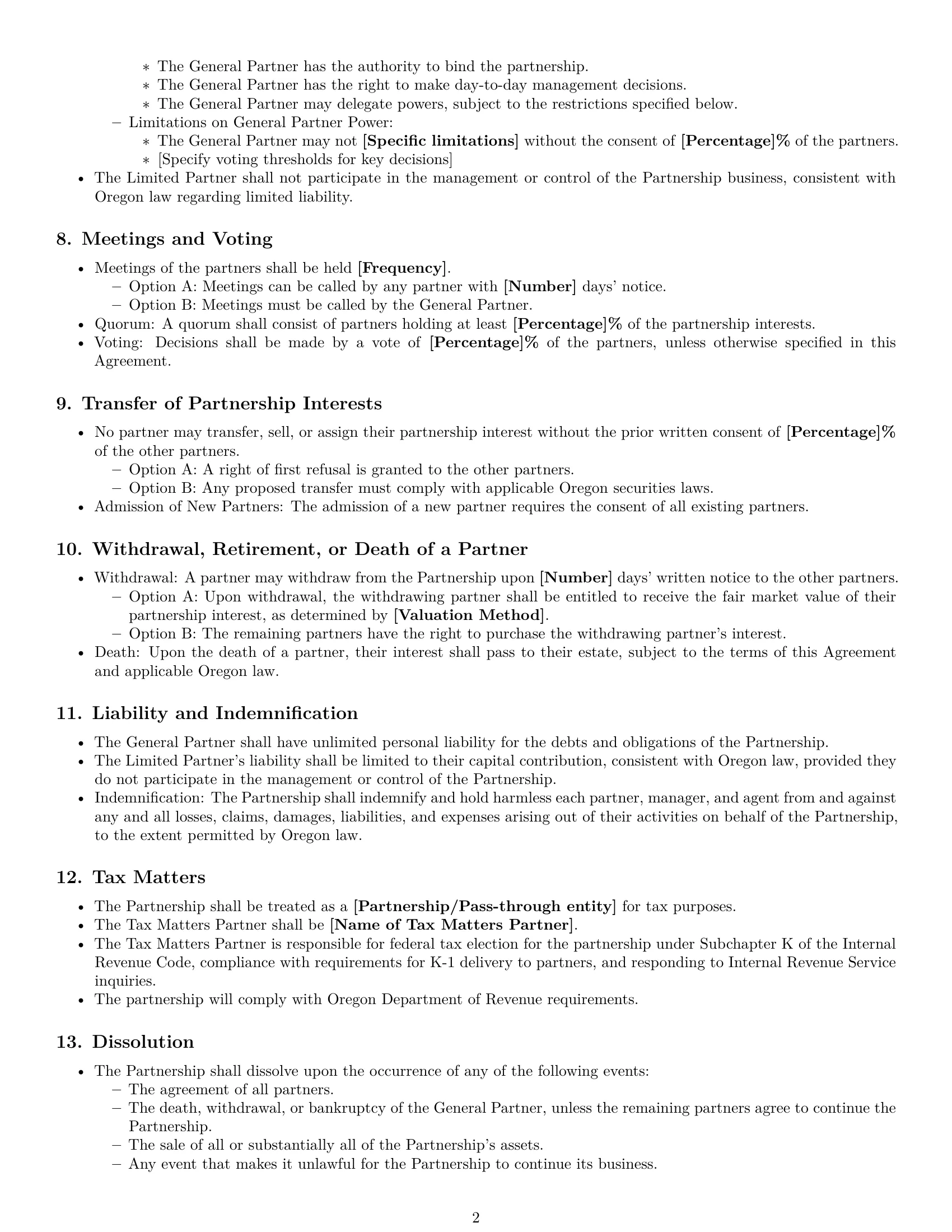 Preview page 2 of Free Oregon limited partnership agreement template
