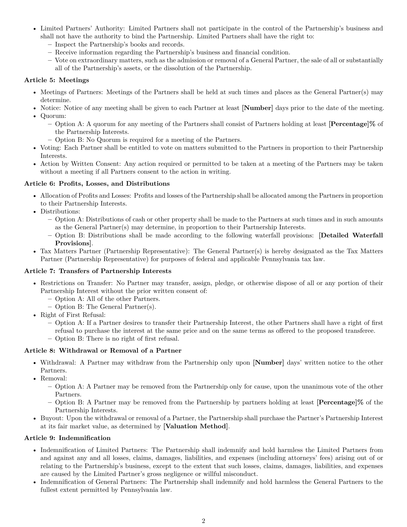 Preview page 2 of Free Pennsylvania limited partnership agreement template