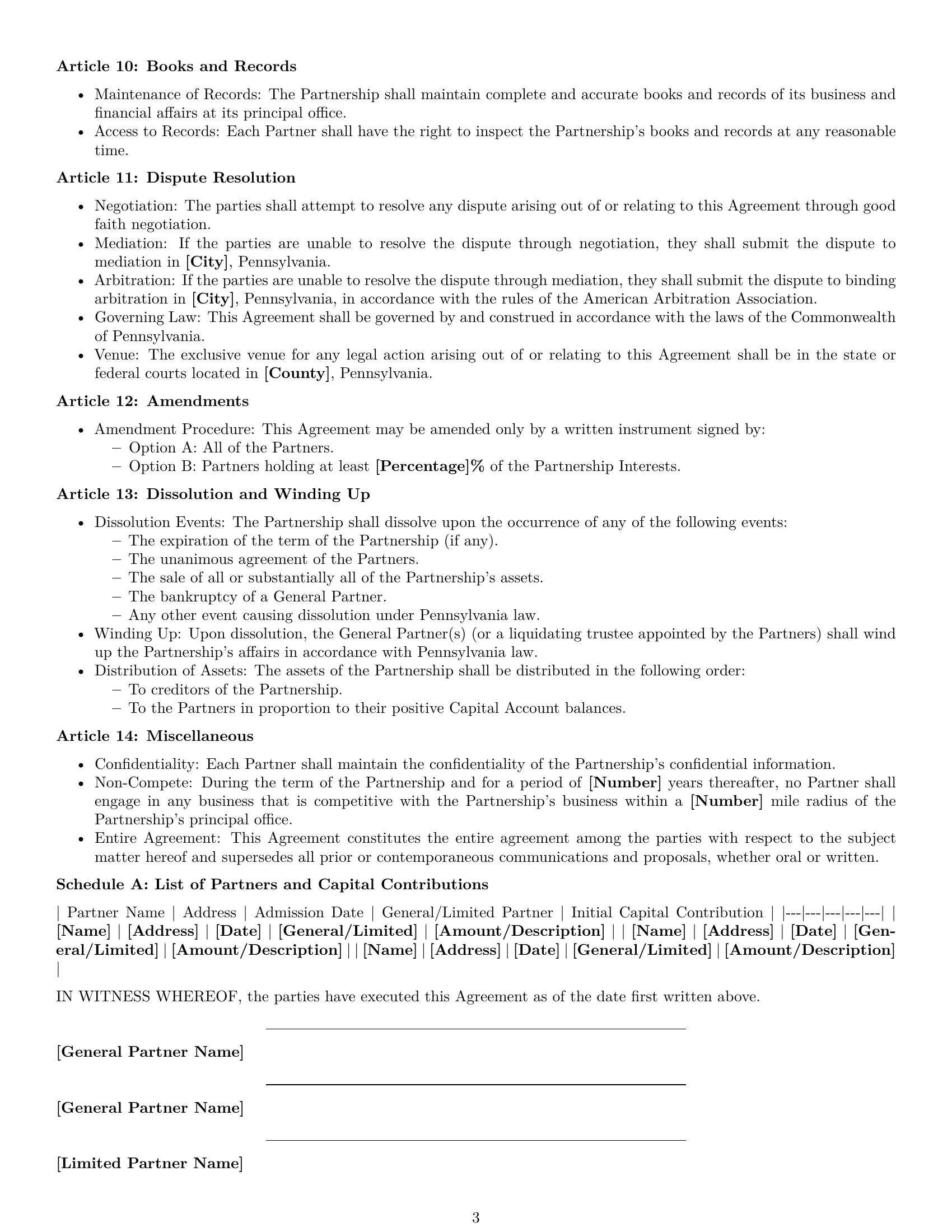 Preview page 3 of Free Pennsylvania limited partnership agreement template