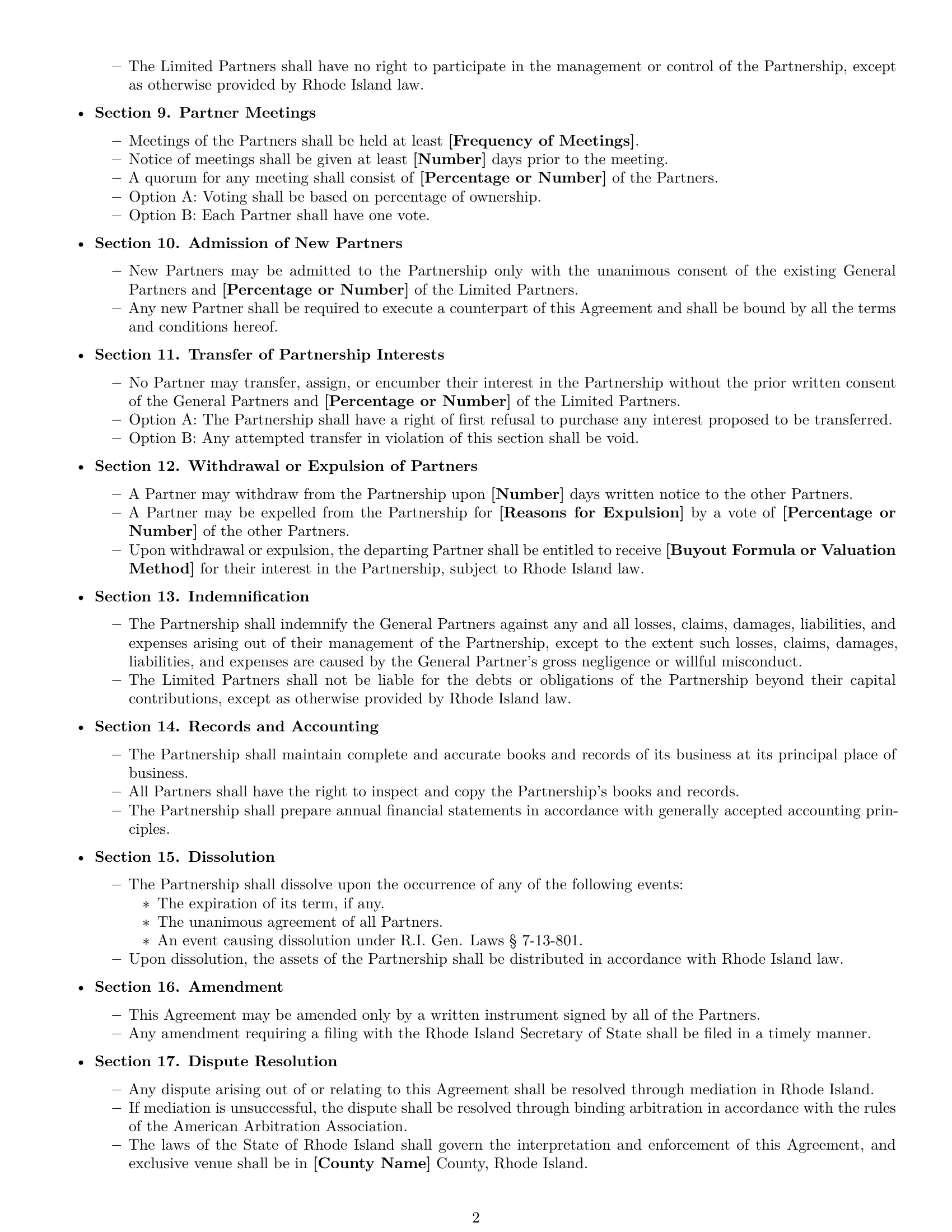 Preview page 2 of Free Rhode Island limited partnership agreement template