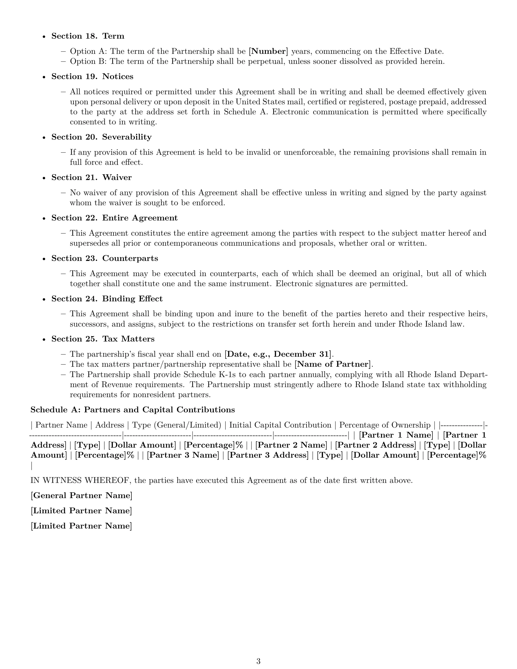 Preview page 3 of Free Rhode Island limited partnership agreement template
