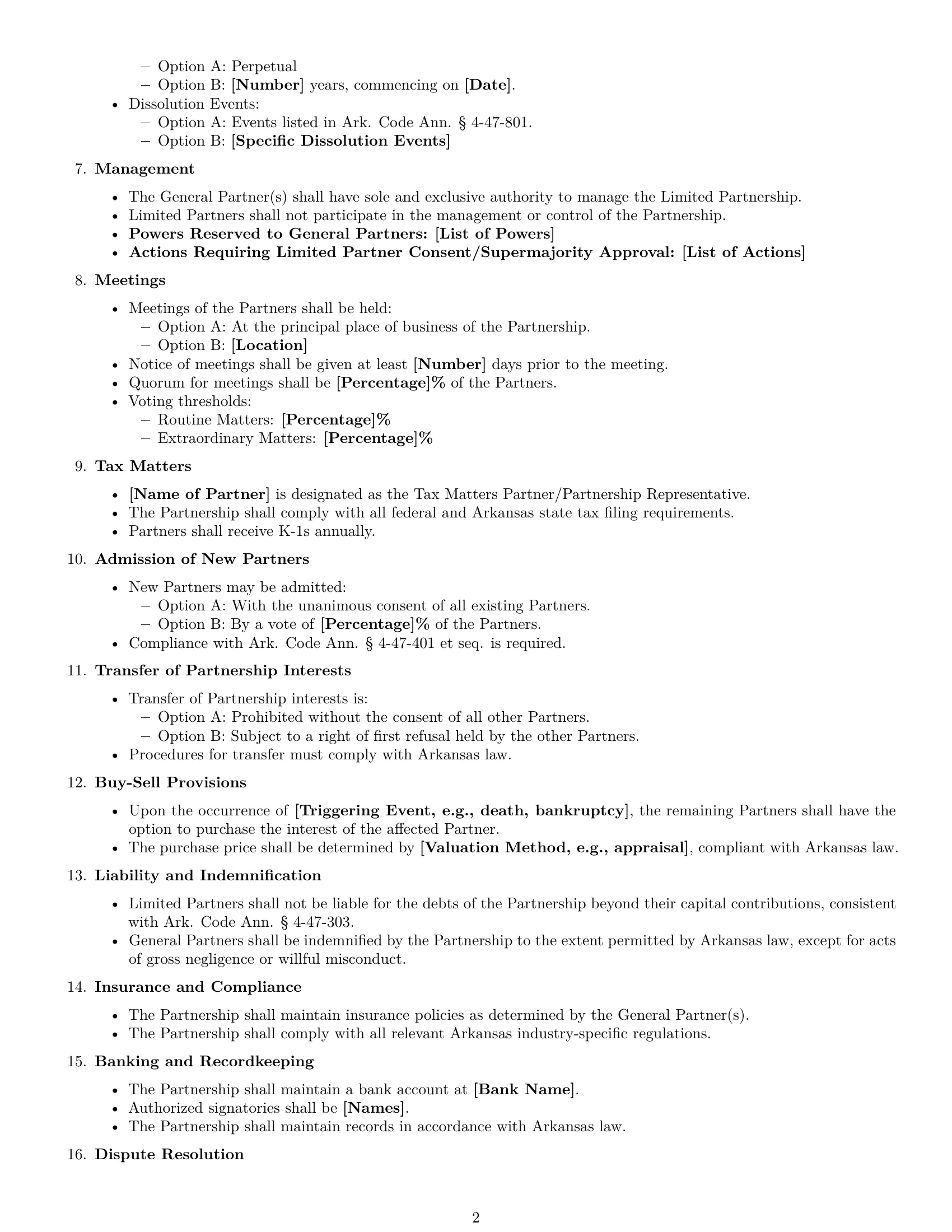 Preview page 2 of Free Arkansas limited partnership agreement template