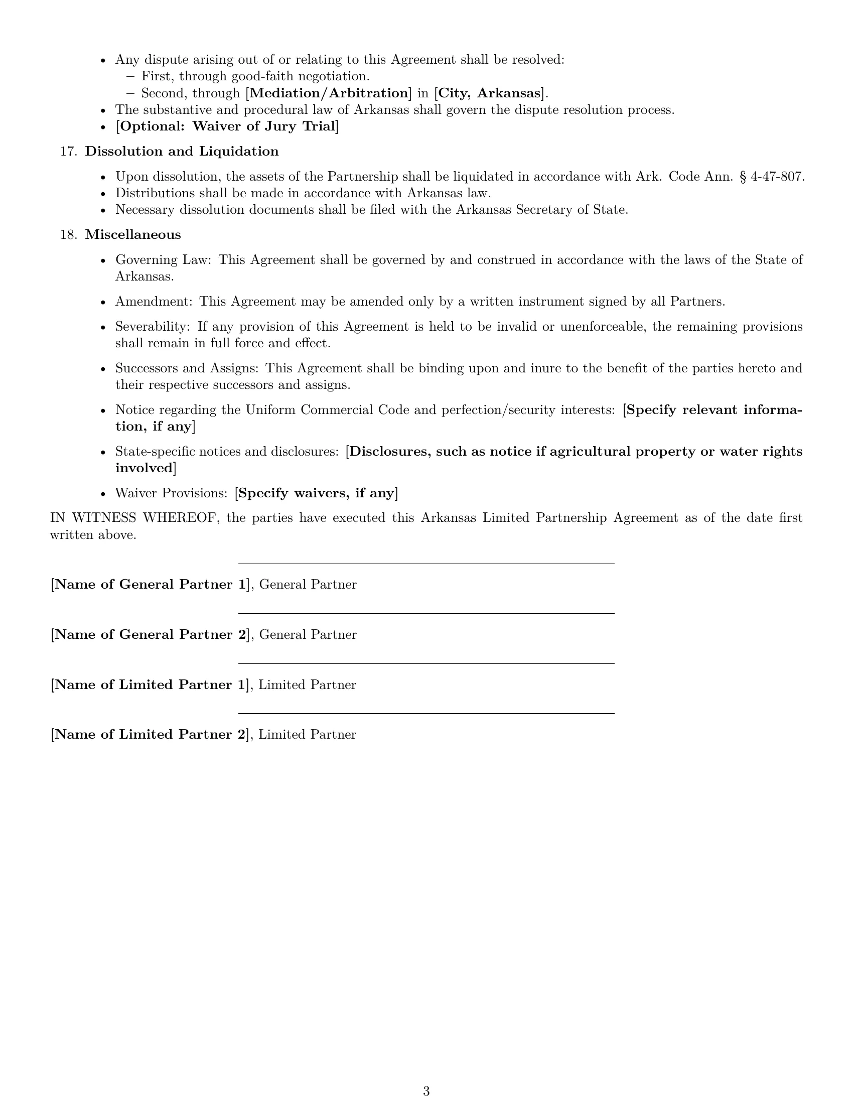 Preview page 3 of Free Arkansas limited partnership agreement template