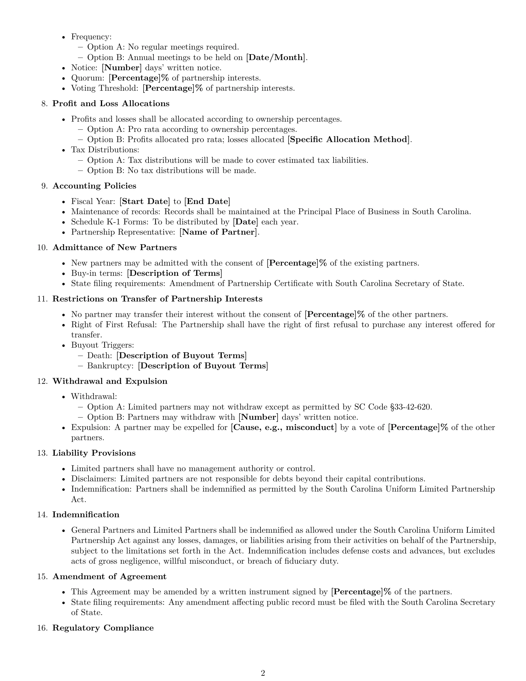 Preview page 2 of Free South Carolina limited partnership agreement template
