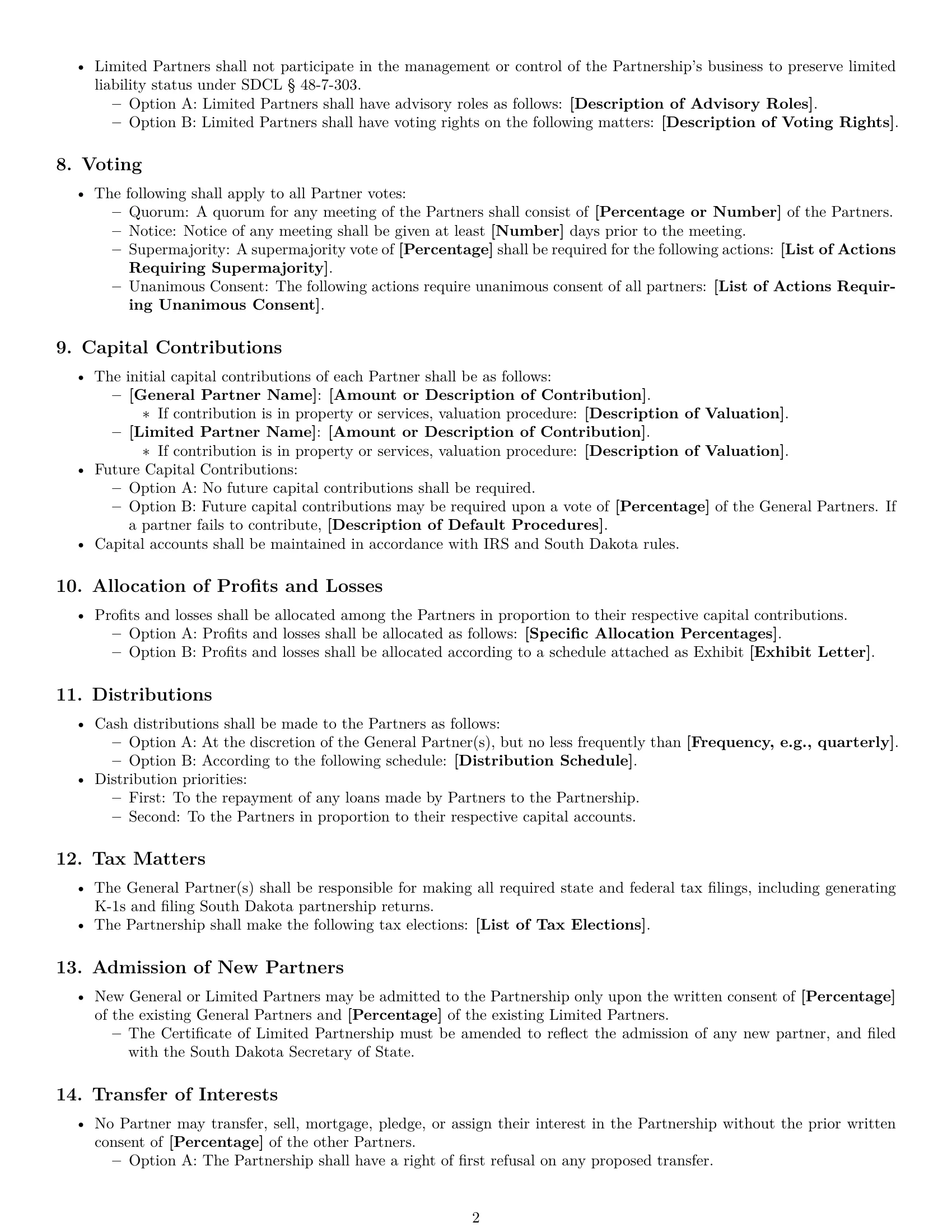 Preview page 2 of Free South Dakota limited partnership agreement template