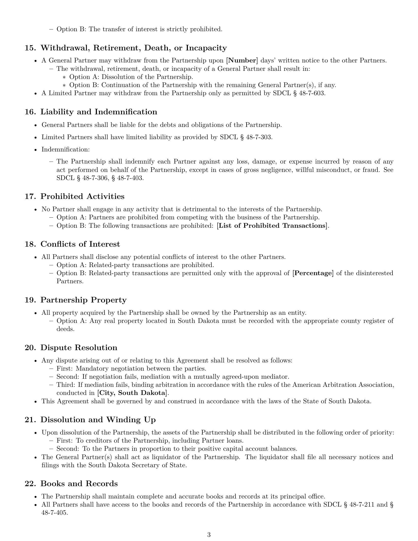 Preview page 3 of Free South Dakota limited partnership agreement template