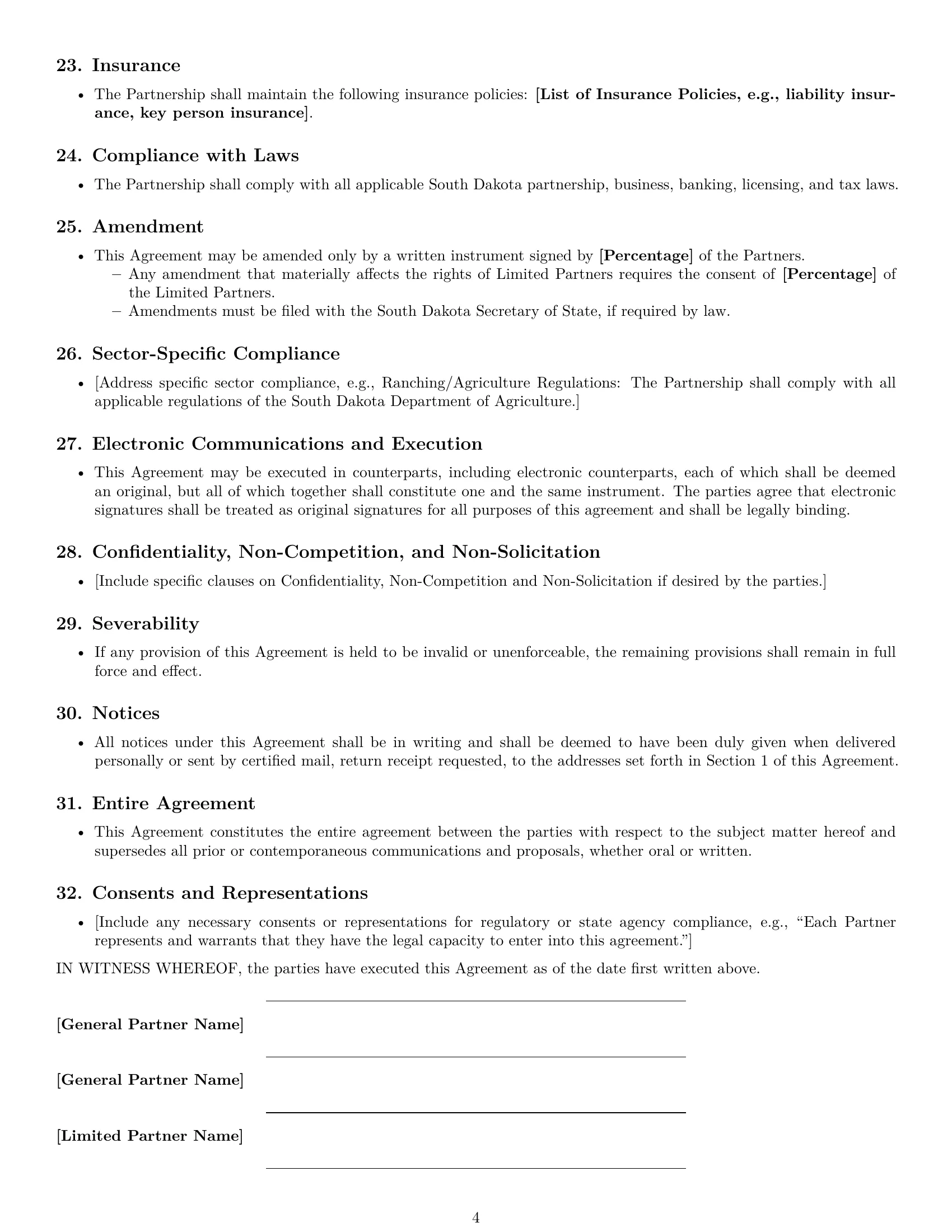 Preview page 4 of Free South Dakota limited partnership agreement template