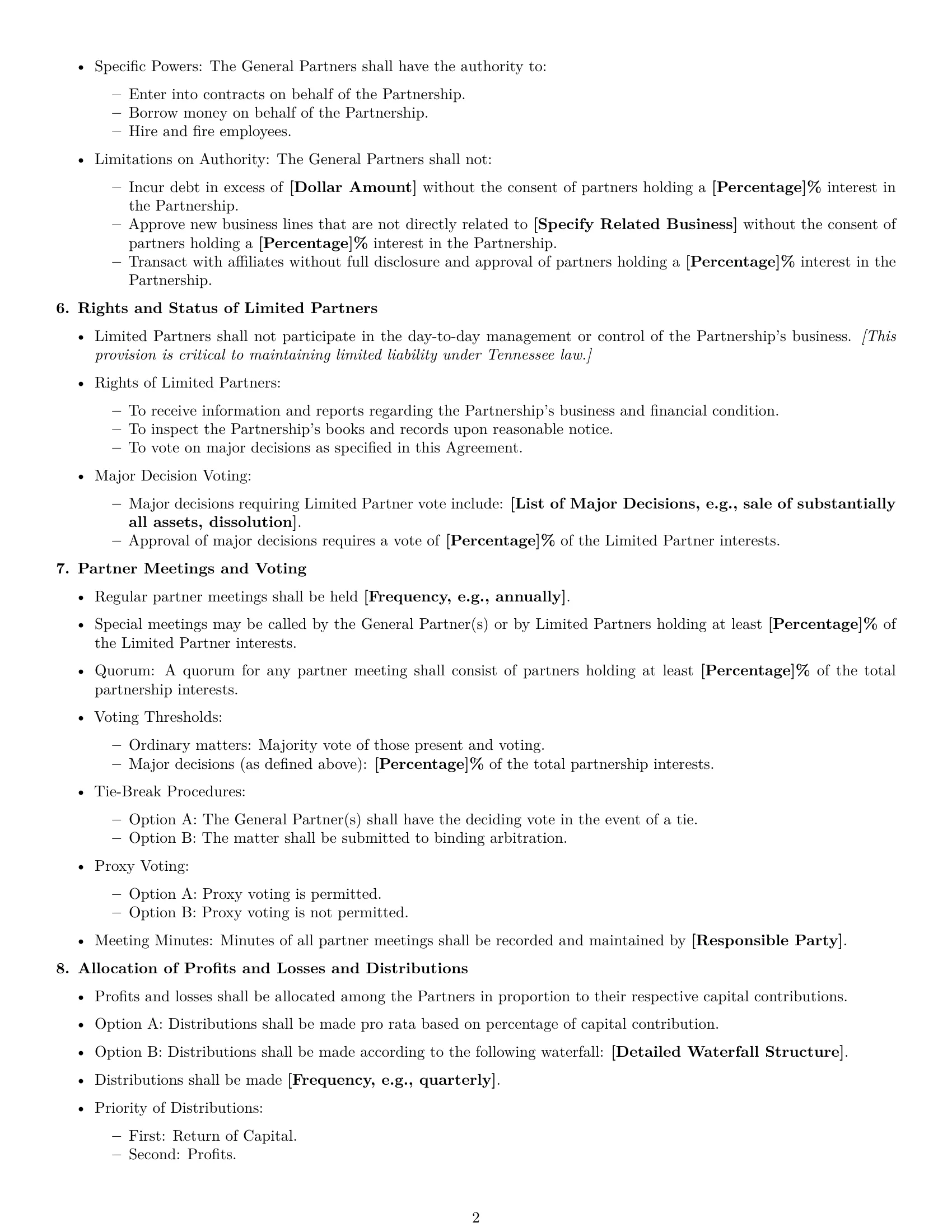 Preview page 2 of Free Tennessee limited partnership agreement template
