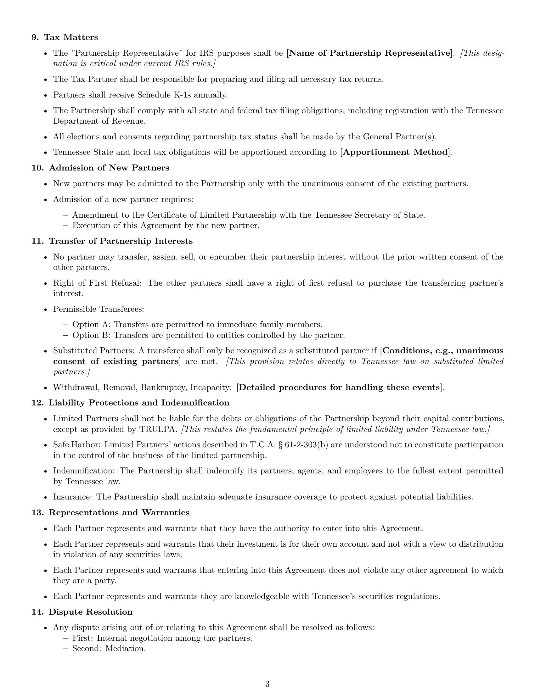Preview page 3 of Free Tennessee limited partnership agreement template