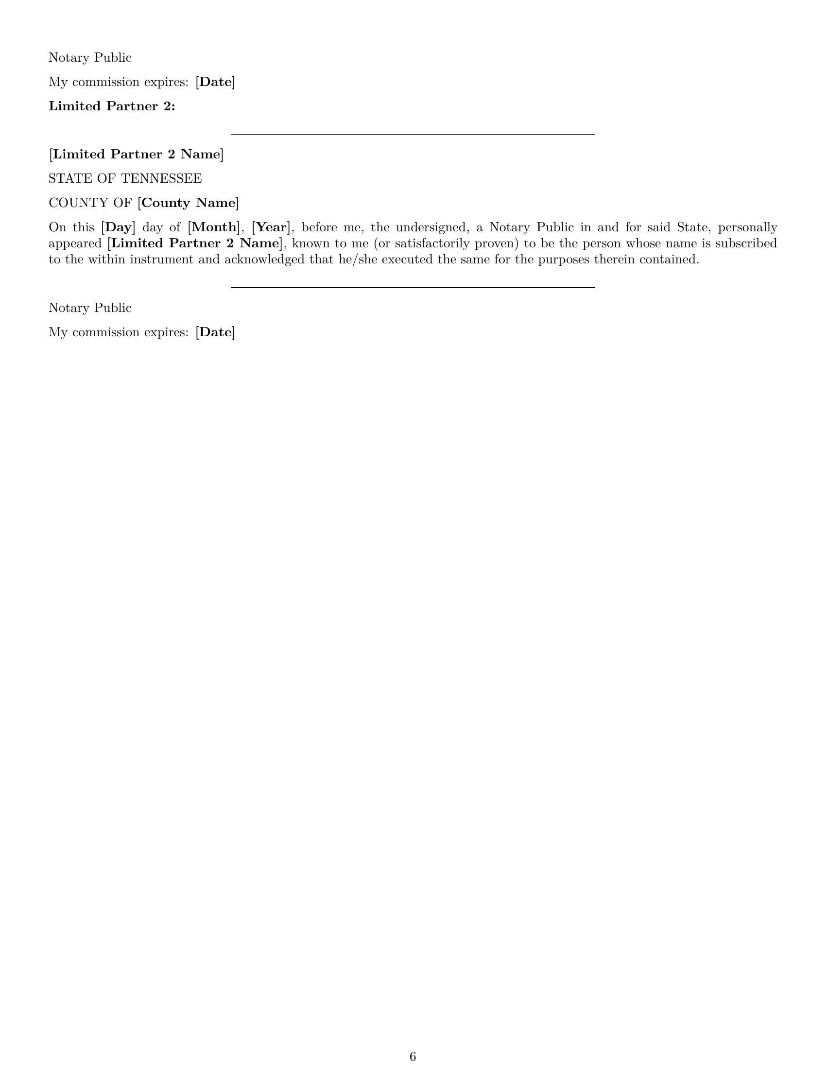 Preview page 6 of Free Tennessee limited partnership agreement template