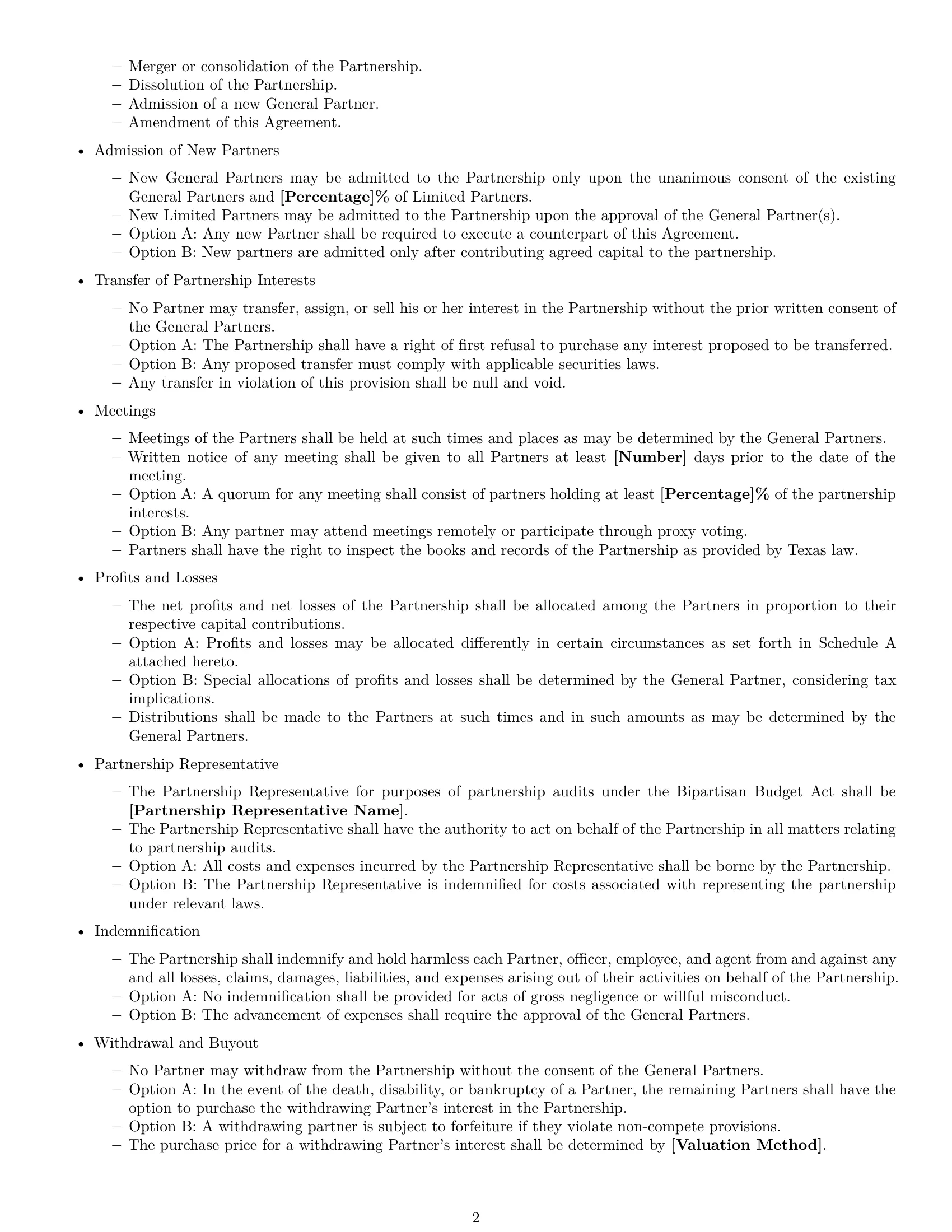 Preview page 2 of Free Texas limited partnership agreement template