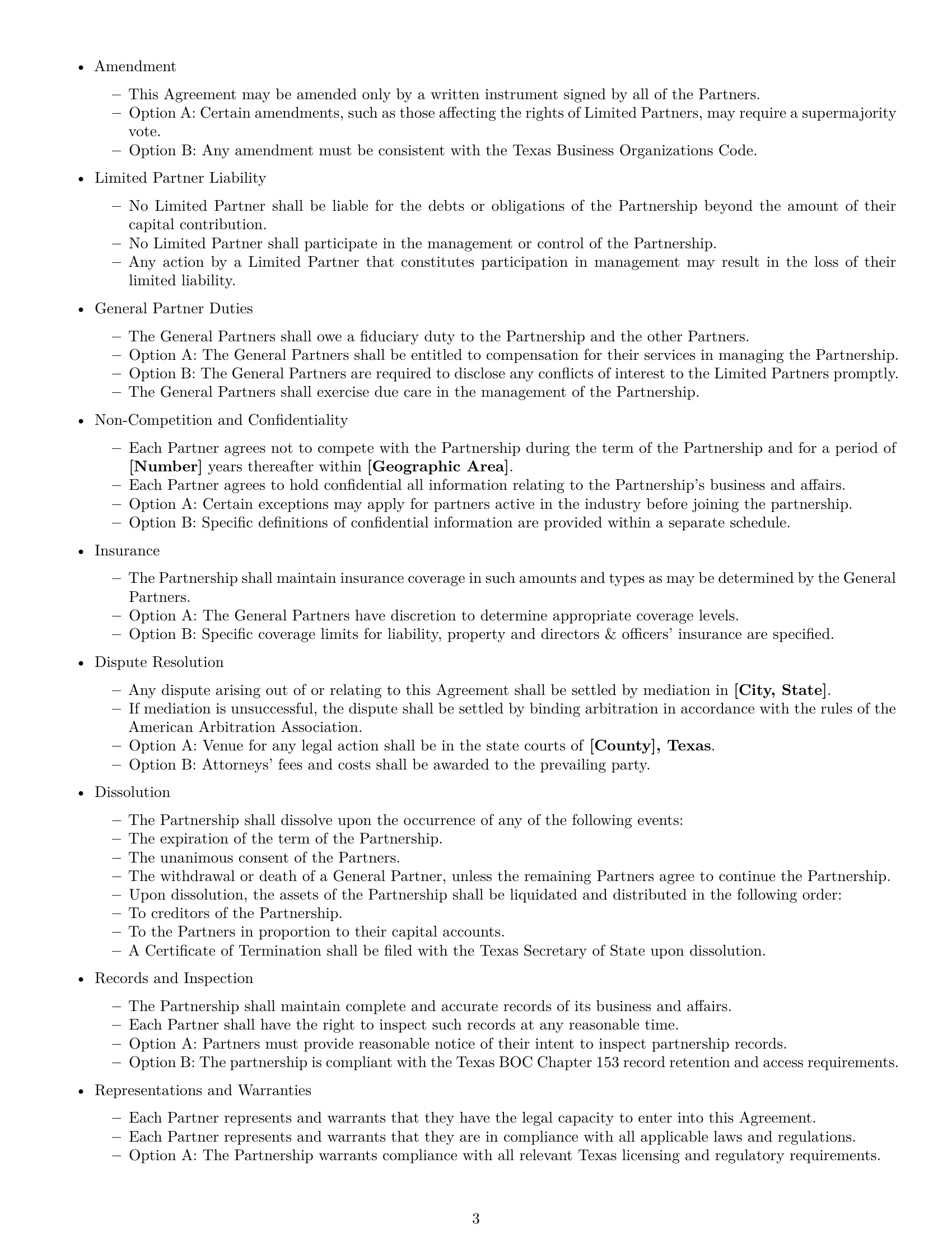 Preview page 3 of Free Texas limited partnership agreement template