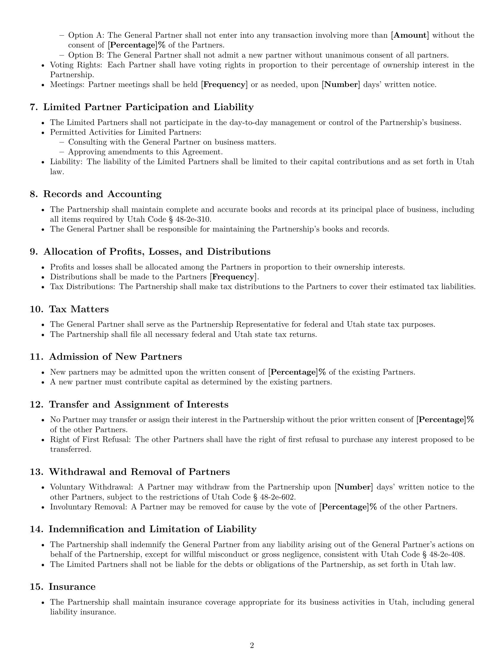 Preview page 2 of Free Utah limited partnership agreement template