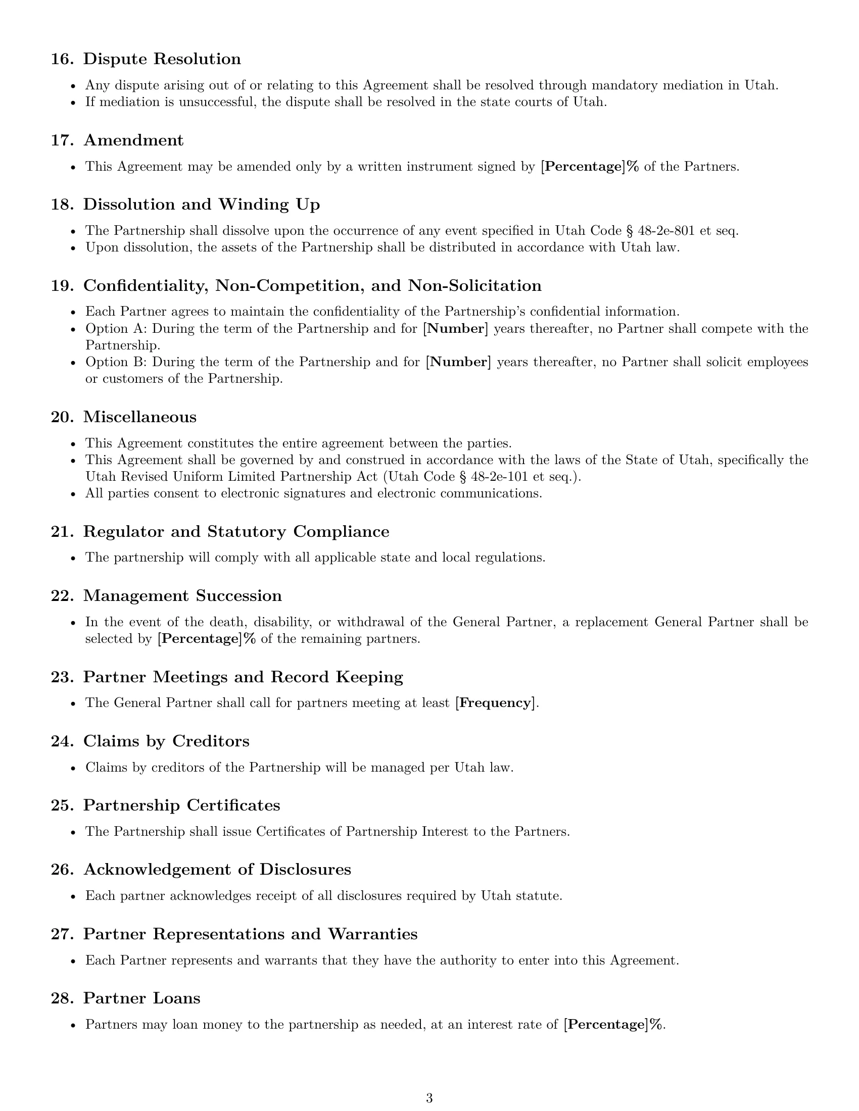 Preview page 3 of Free Utah limited partnership agreement template