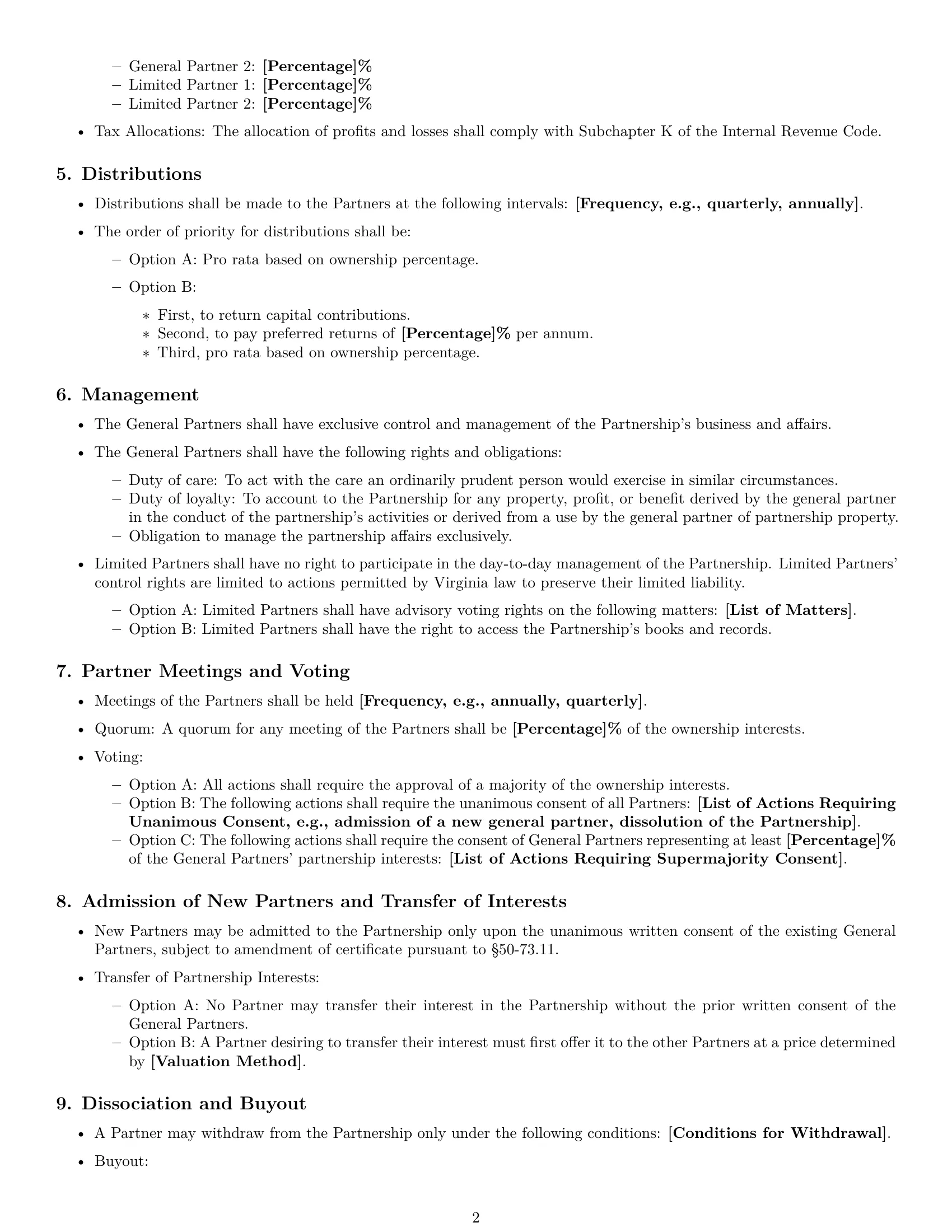 Preview page 2 of Free Virginia limited partnership agreement template