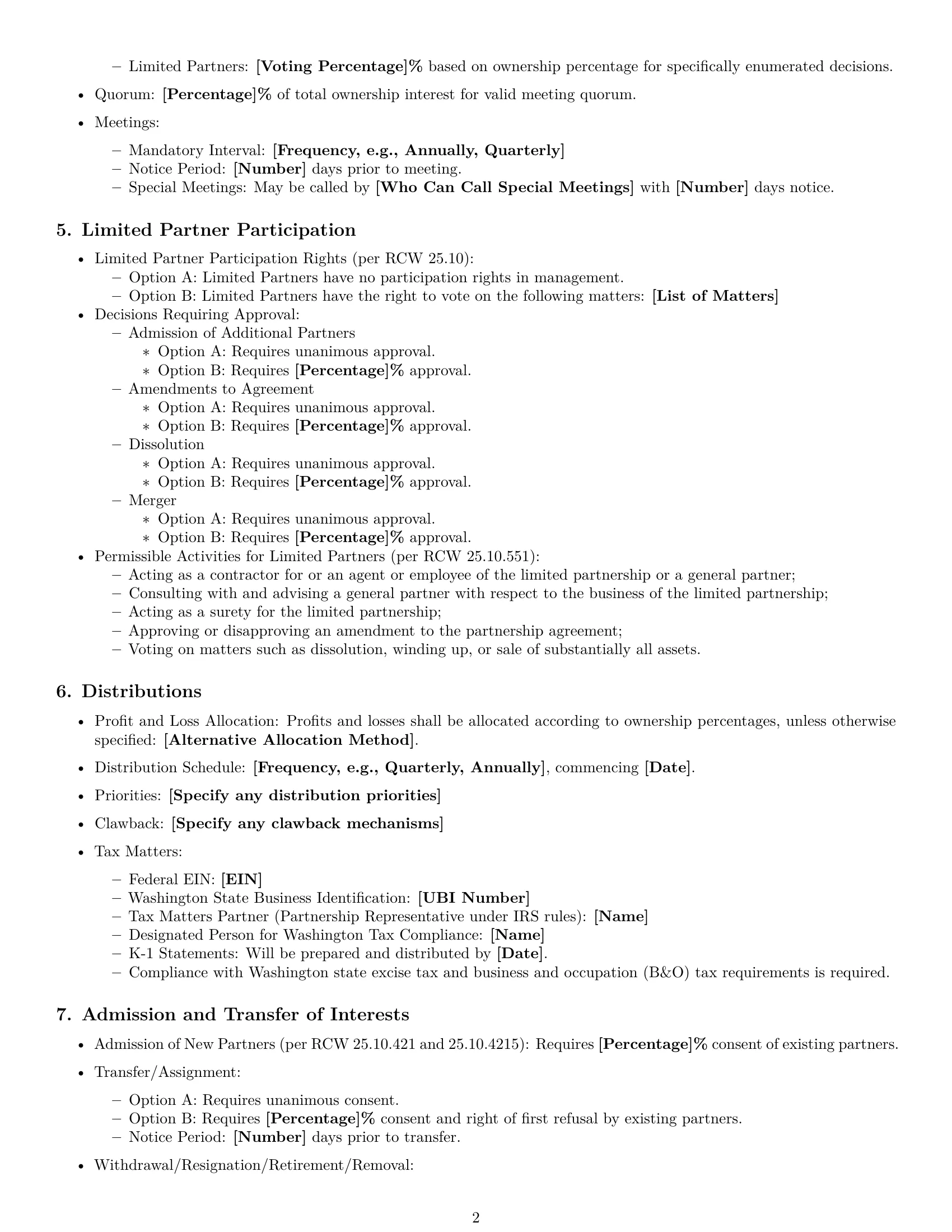 Preview page 2 of Free Washington limited partnership agreement template