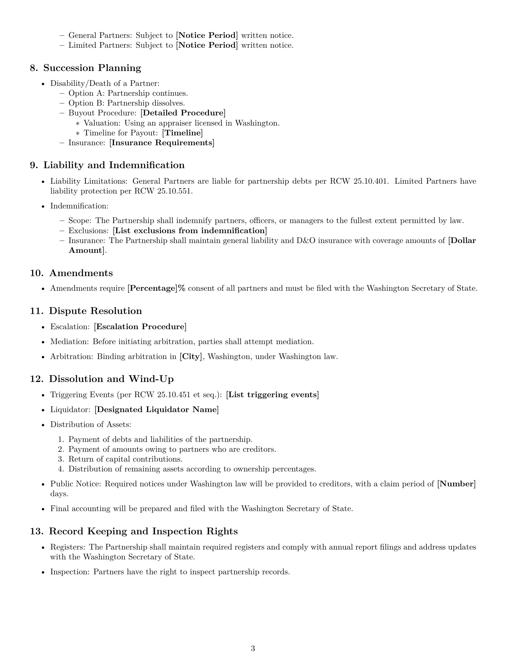 Preview page 3 of Free Washington limited partnership agreement template