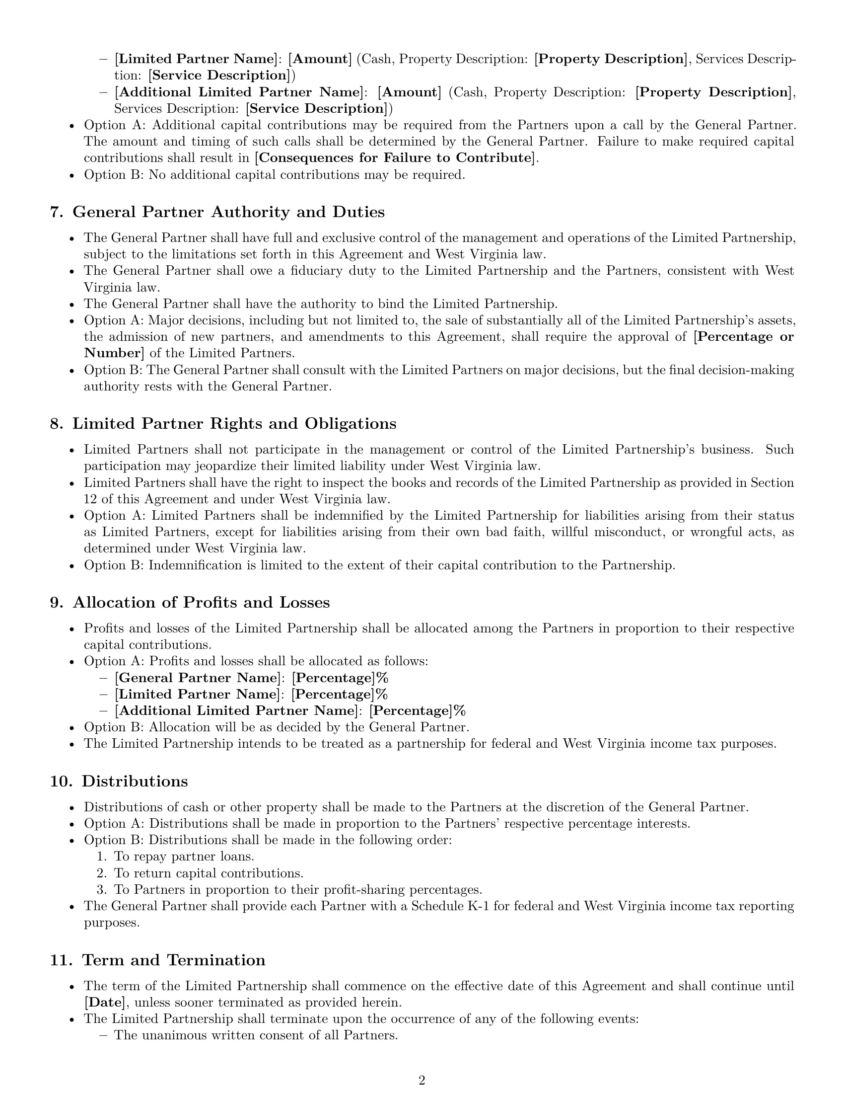 Preview page 2 of Free West Virginia limited partnership agreement template
