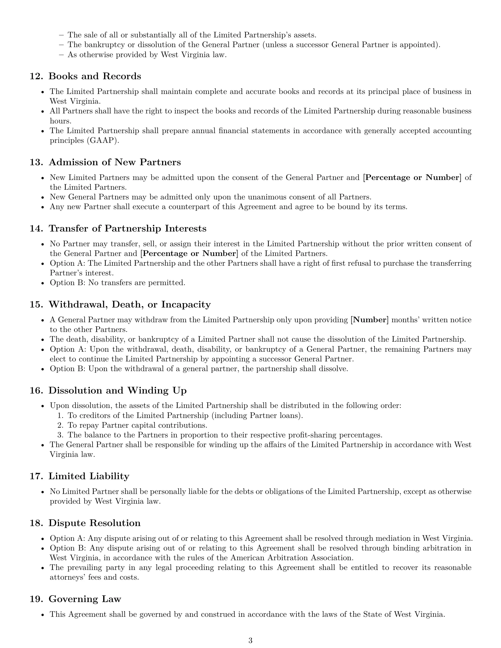Preview page 3 of Free West Virginia limited partnership agreement template